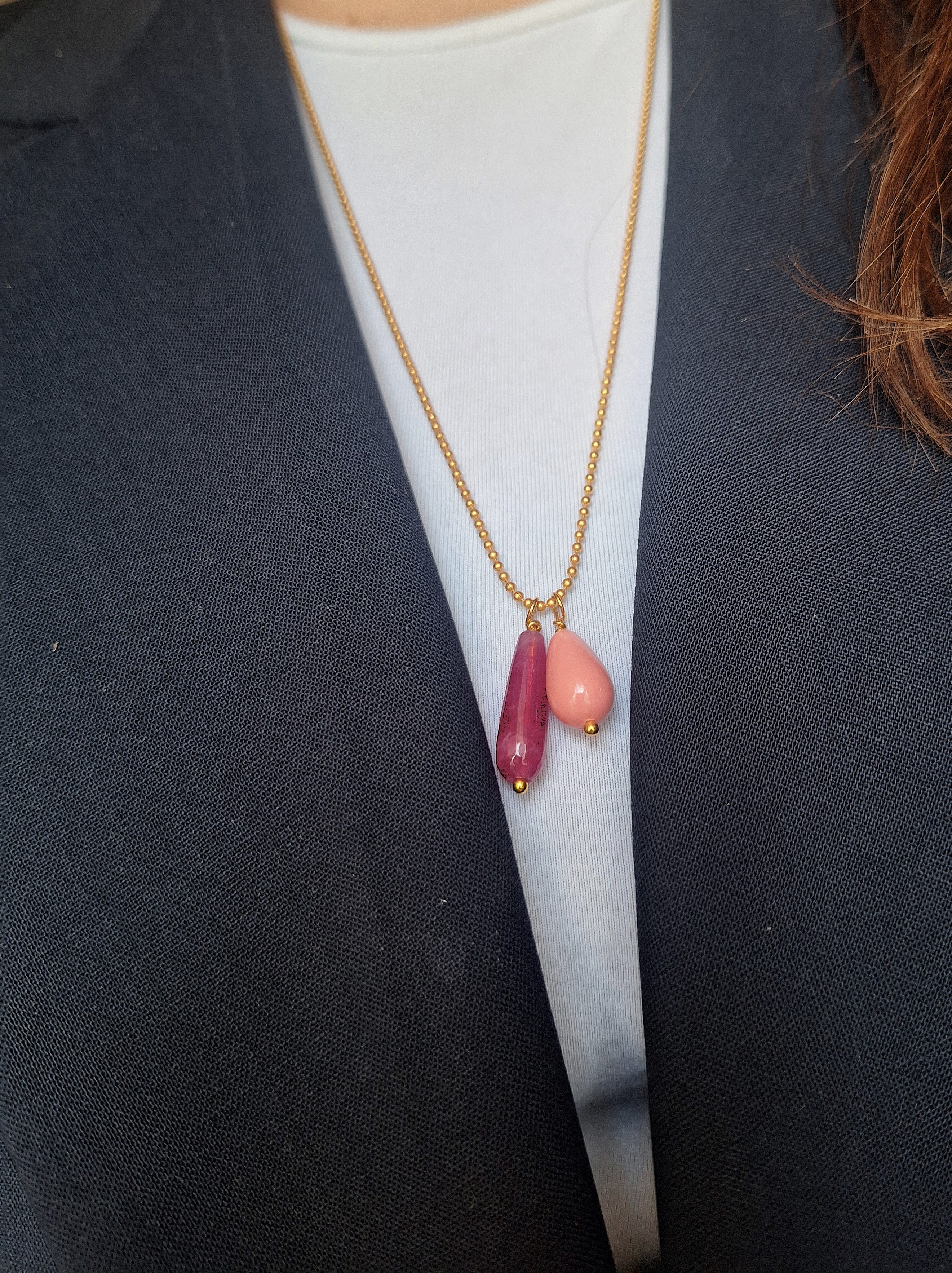 Collana a pallini - pasta di corallo e agata fouxia