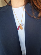 Collana a pallini - citrina, agata fouxia e giada viola
