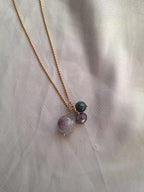 Collana a pallini - fluorite, ametista e agata indiana