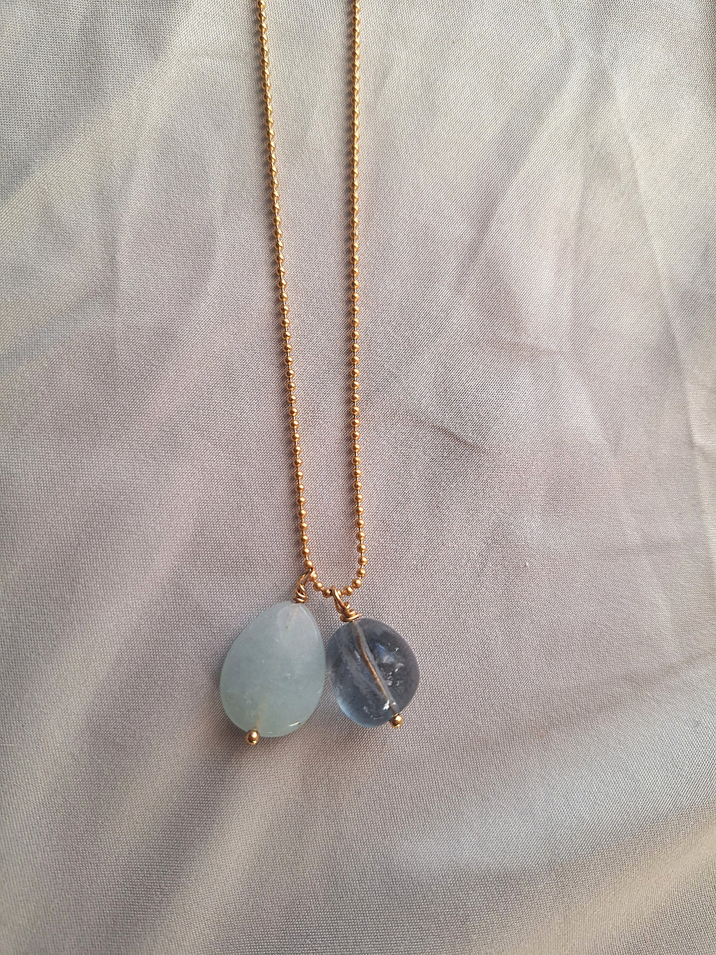Collana a pallini - fluorite e quarzo azzurro