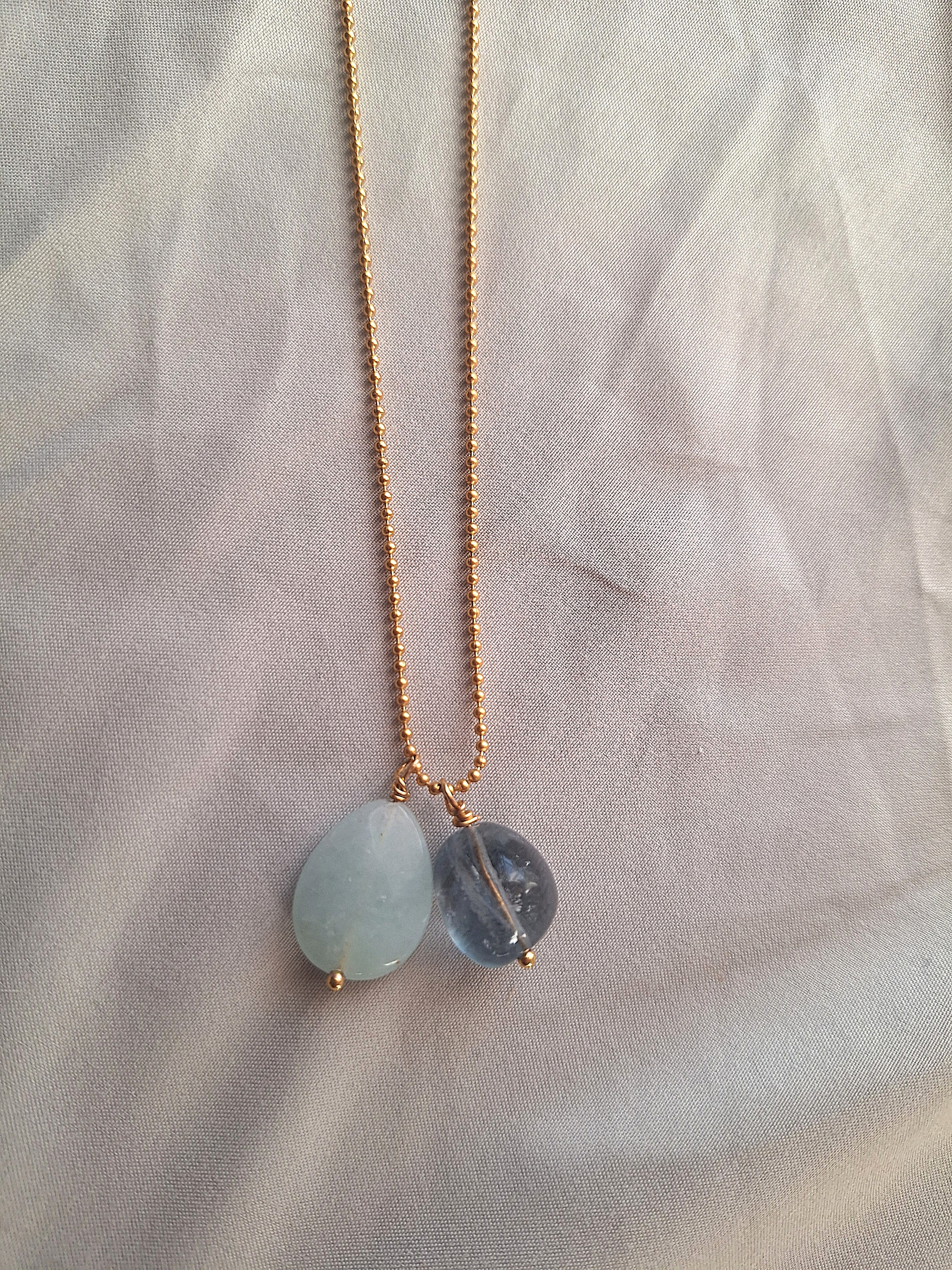 Collana a pallini - fluorite e quarzo azzurro