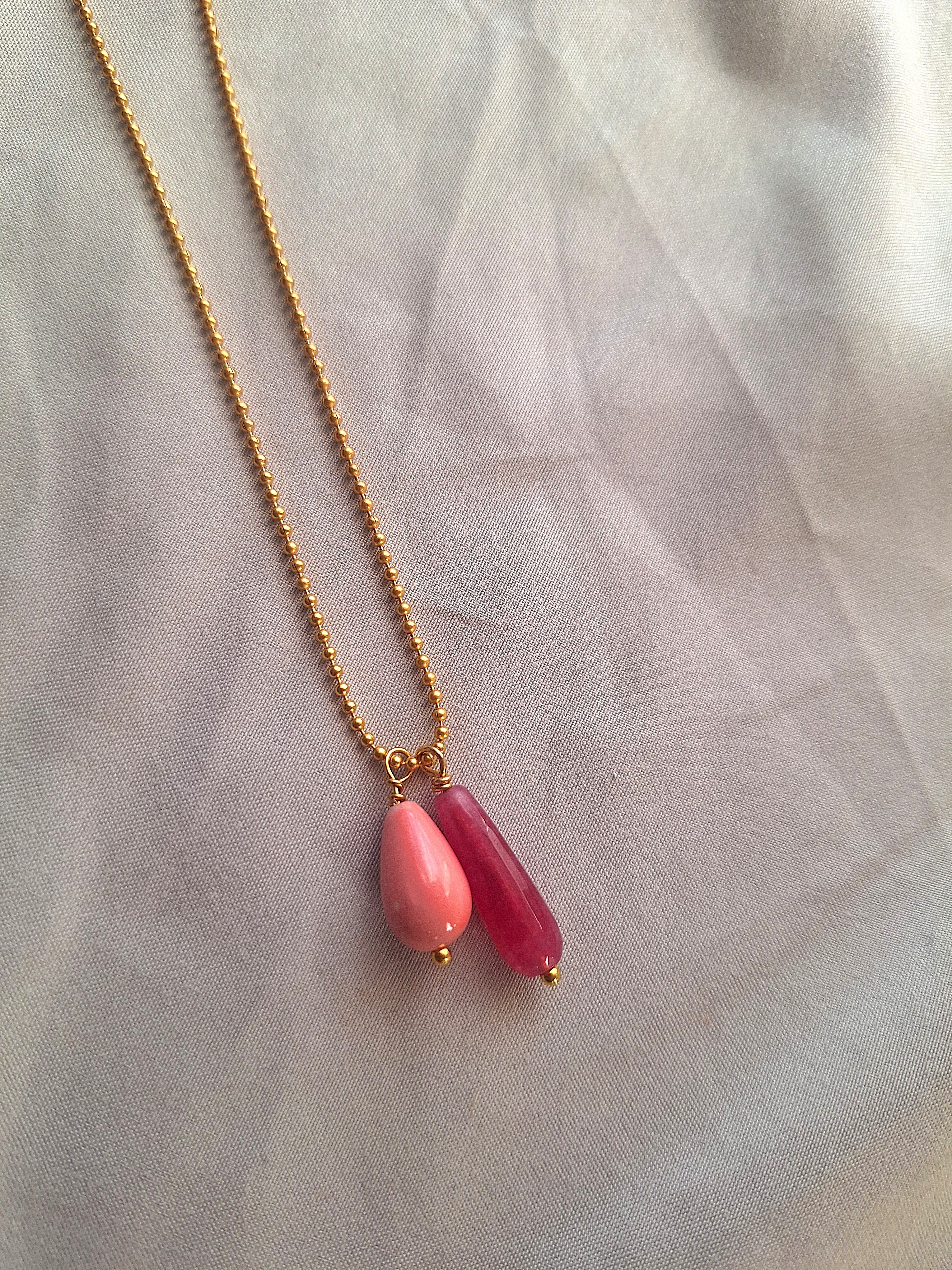 Collana a pallini - pasta di corallo e agata fouxia
