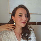 Orecchini Delhi - ovali e strass oro pendente