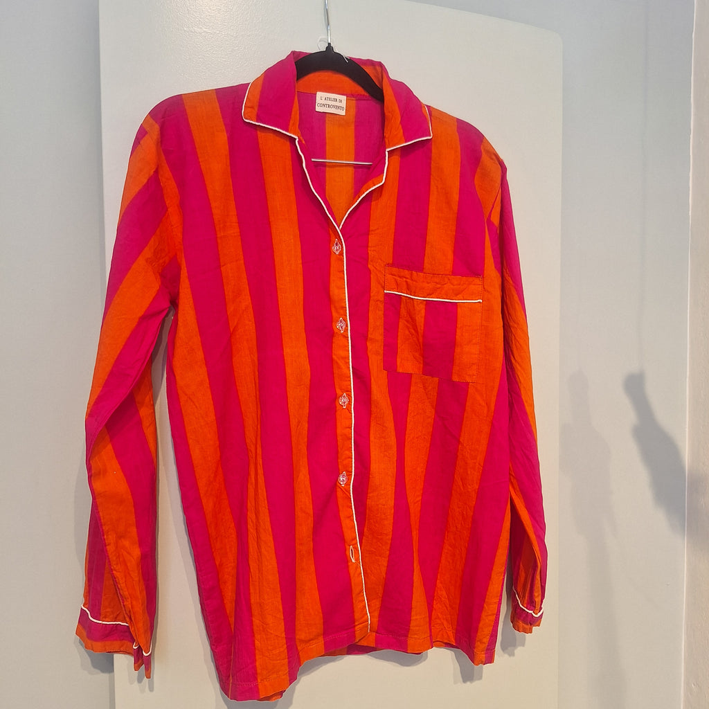 Camicia - Righe arancioni e fucsia