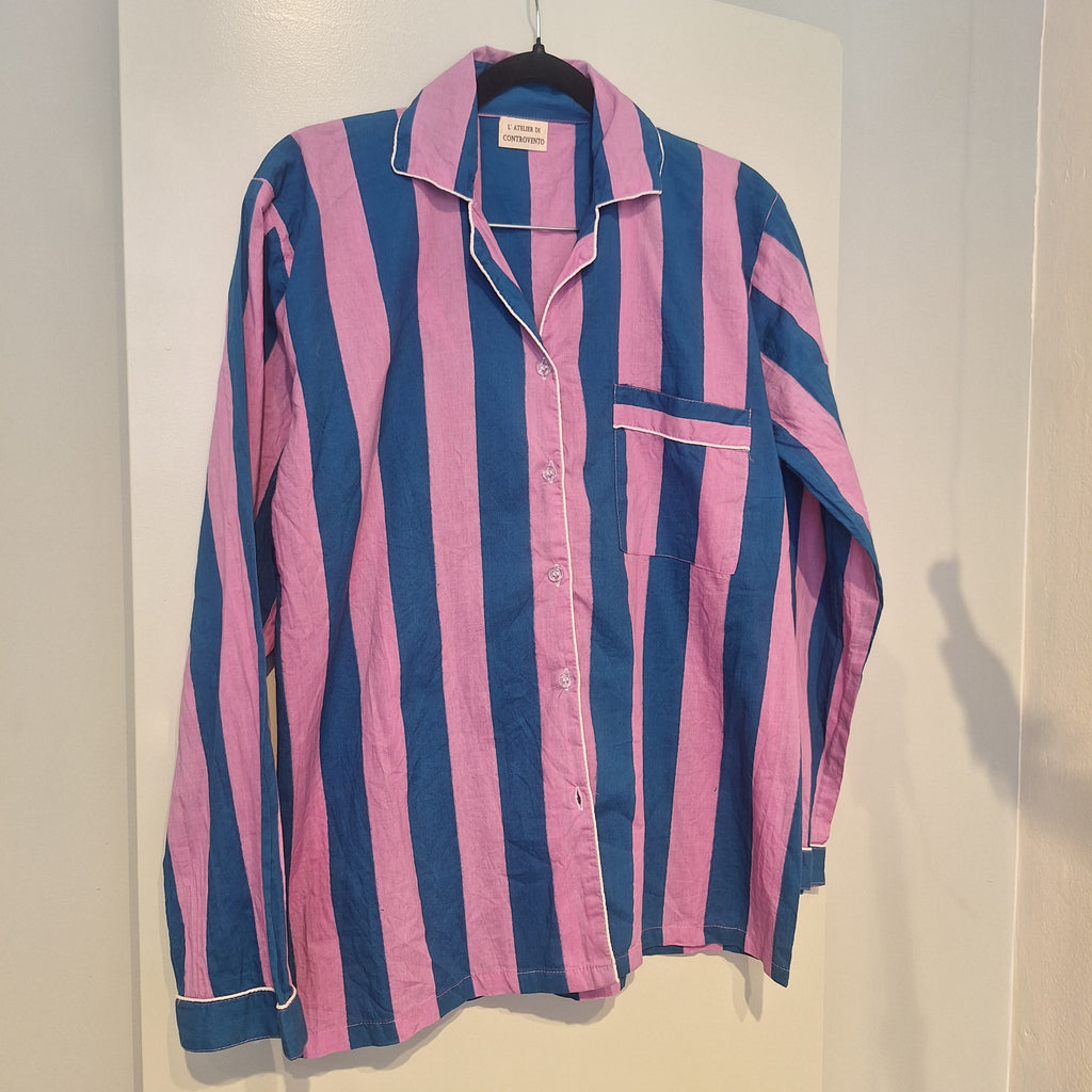 Camicia - Righe malva e blu