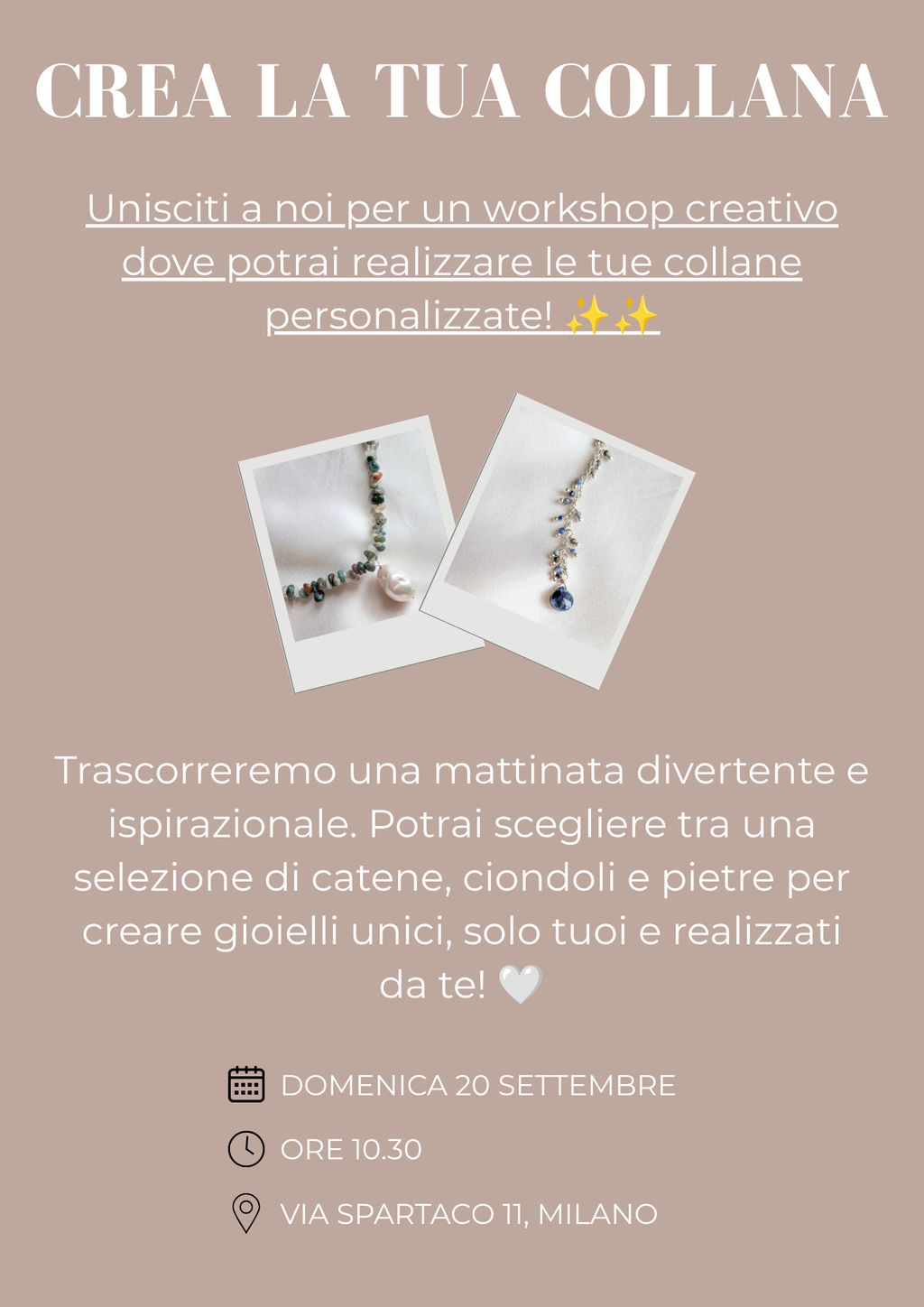 WORKSHOP: crea la tua collana 20/09