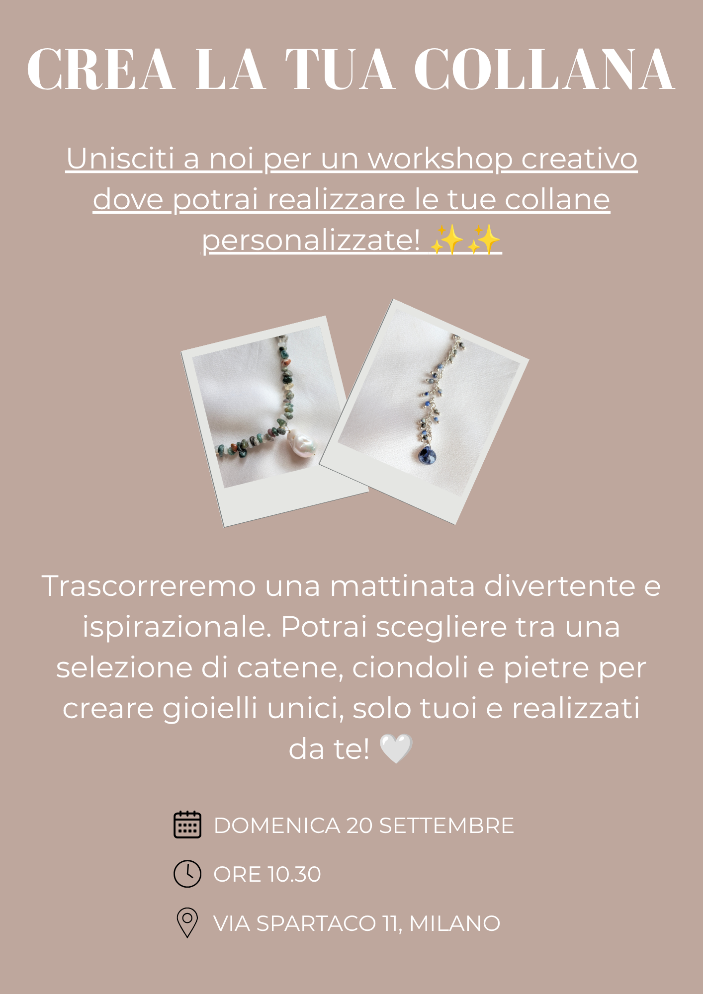 WORKSHOP: crea la tua collana 20/09