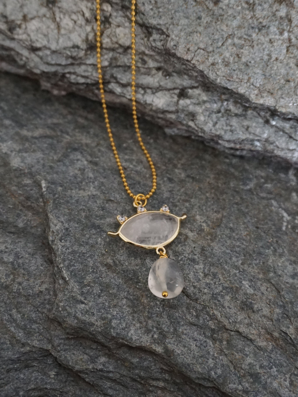 Collana MARRAKECH - ciondolo occhio grande cristallo di rocca