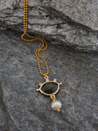 Collana MARRAKECH - ciondolo occhio piccolo labradorite e perla