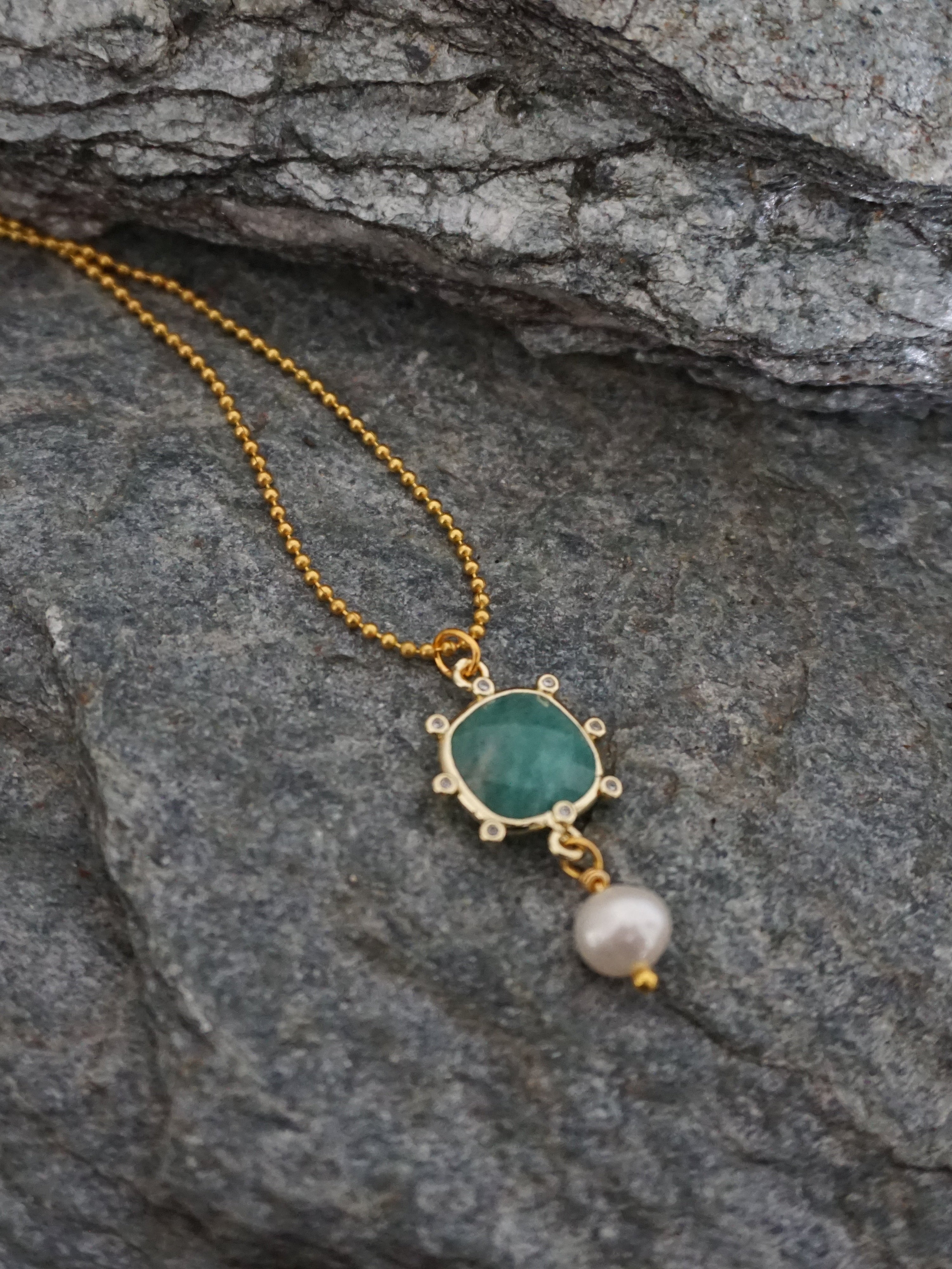 Collana MARRAKECH - ciondolo quadrato avventurina