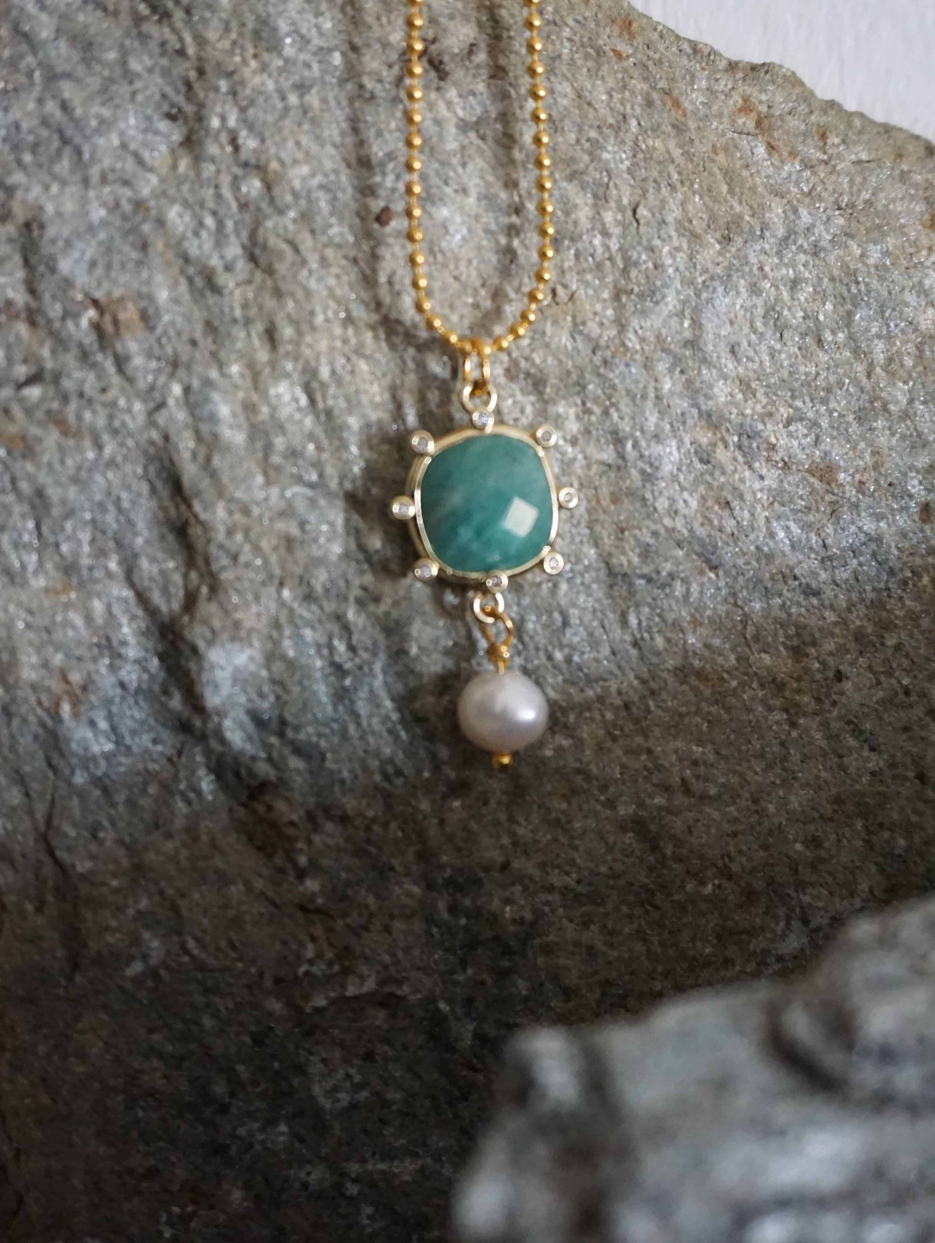 Collana MARRAKECH - ciondolo quadrato avventurina