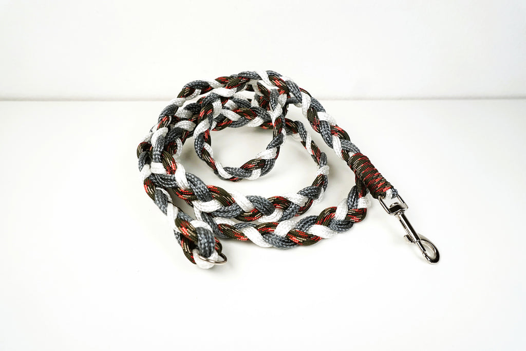 Guinzaglio per amici a 4 zampe taglia medio/piccola - bianco, grigio e verde