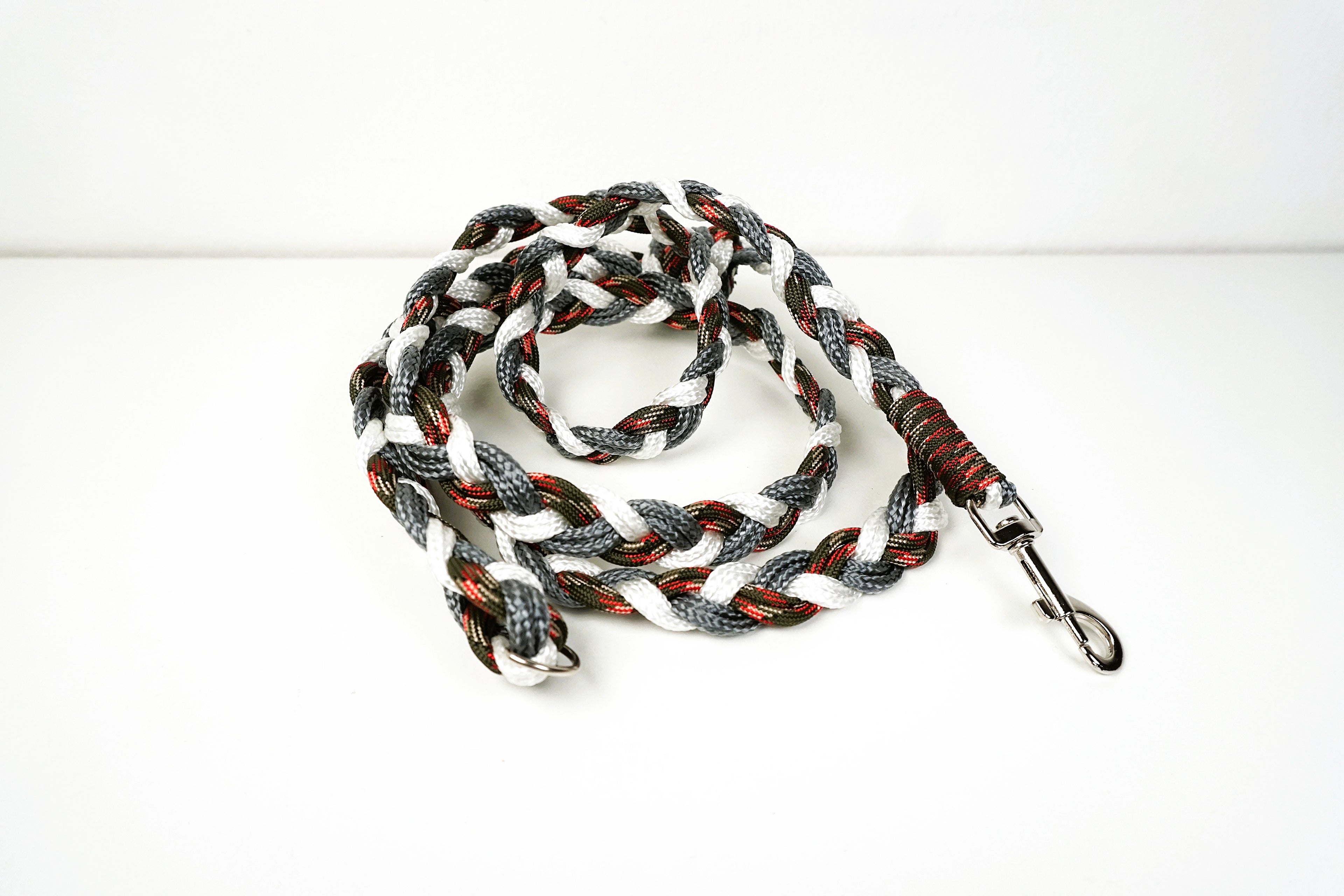 Guinzaglio per amici a 4 zampe taglia medio/piccola - bianco, grigio e verde