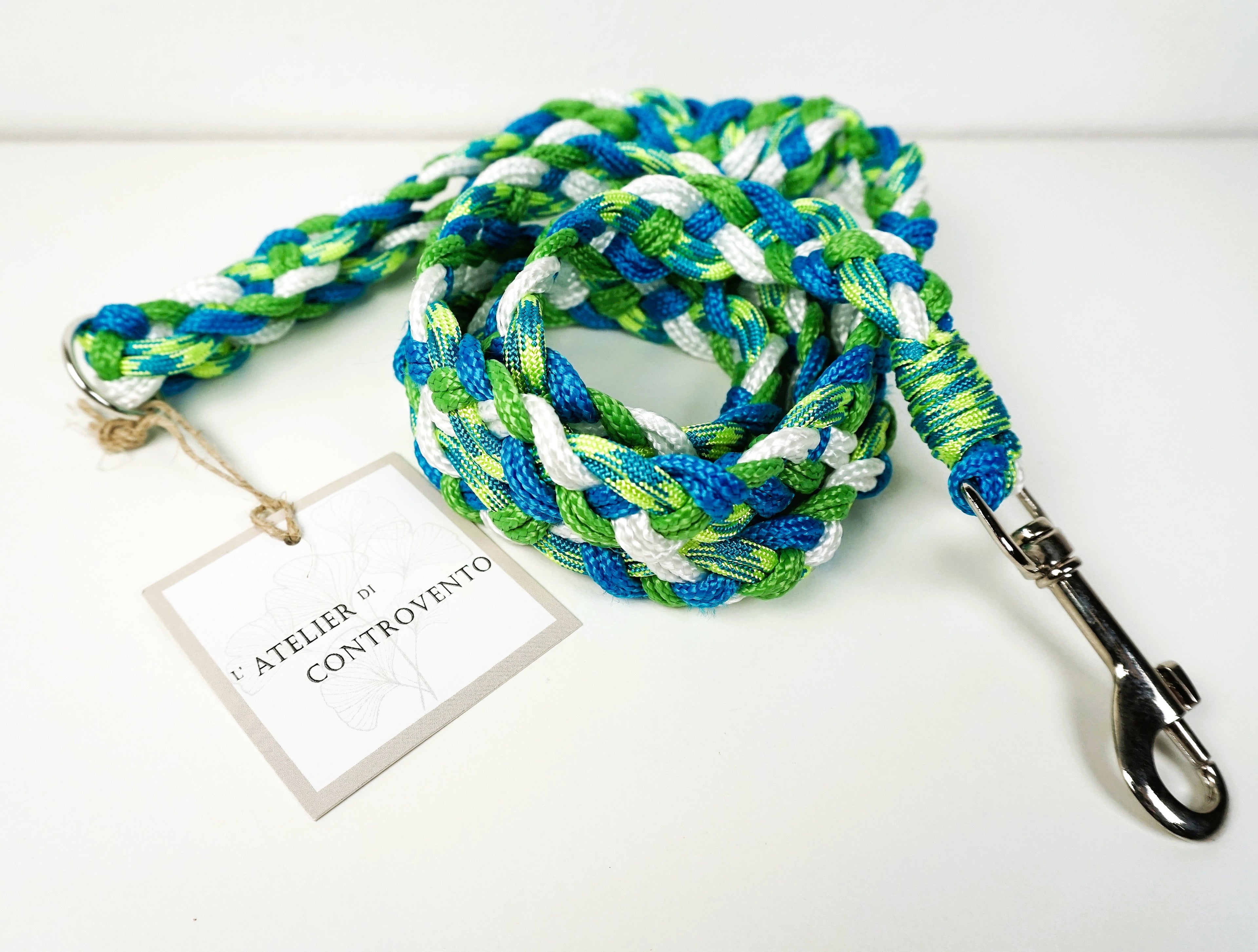 Guinzaglio per amici a 4 zampe taglia medio/grande - verde, azzurro e bianco