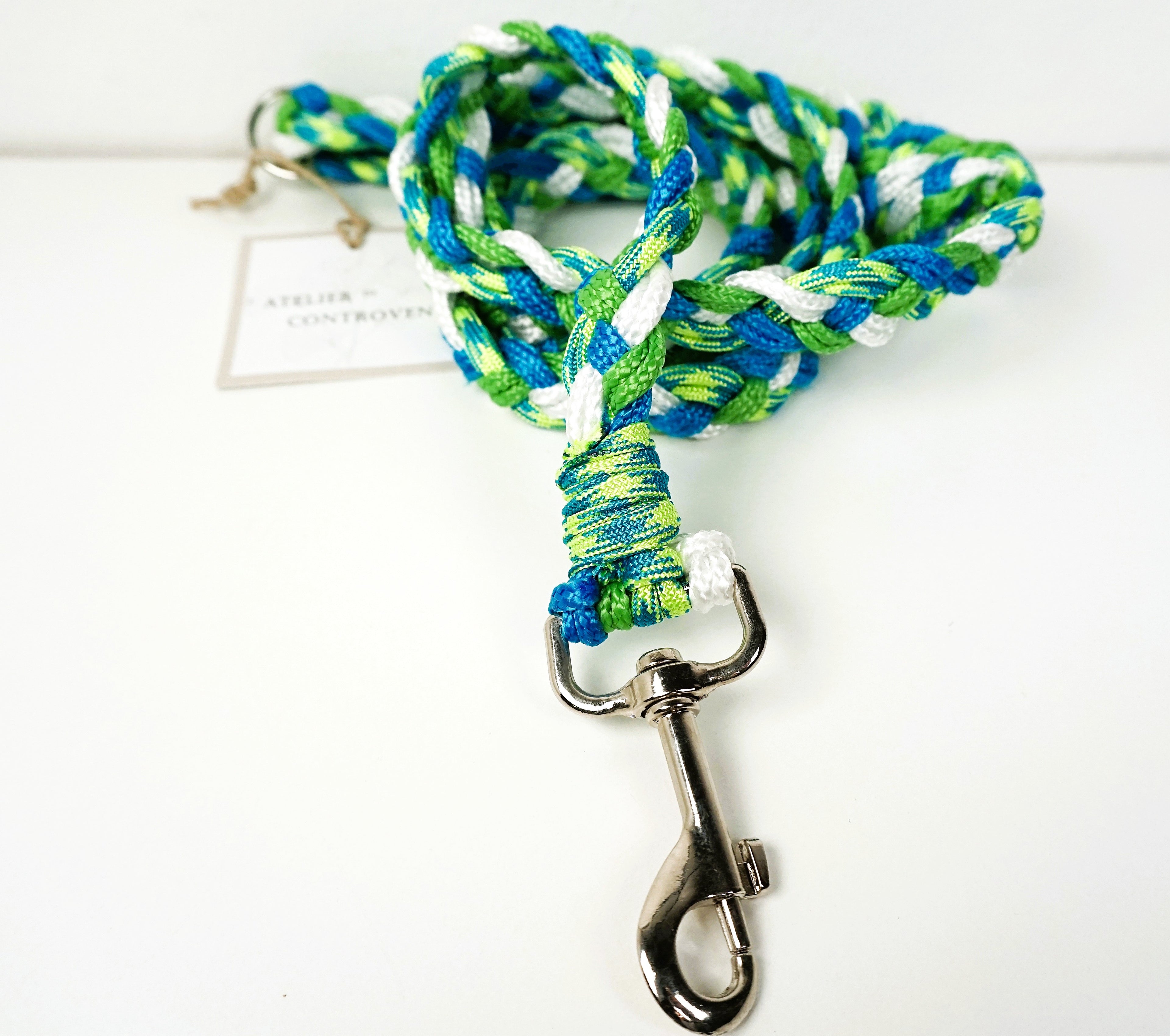 Guinzaglio per amici a 4 zampe taglia medio/grande - verde, azzurro e bianco