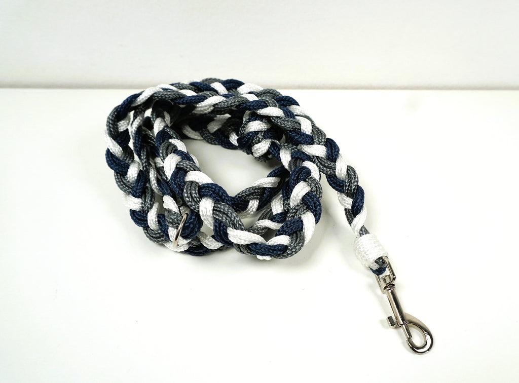 Guinzaglio per amici a 4 zampe taglia medio/piccola - grigio, bianco e blu