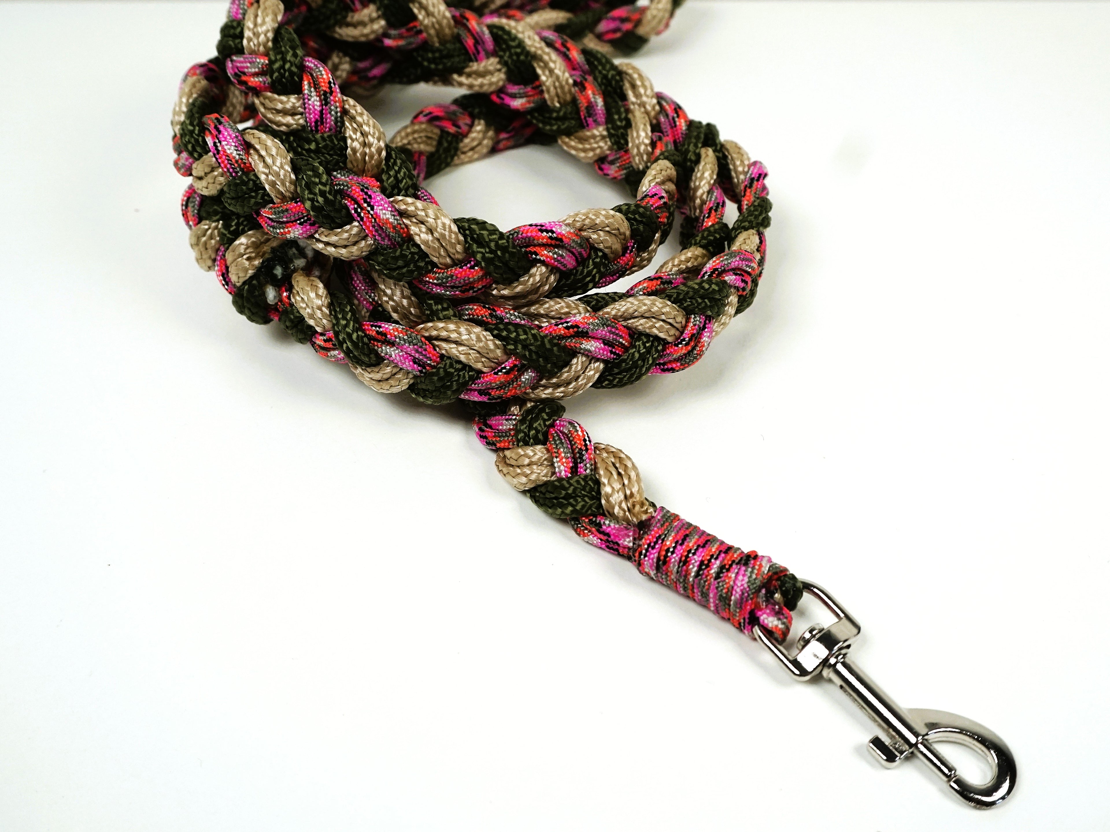 Guinzaglio per amici a 4 zampe taglia medio/piccola - rosa, rosso, beige e verde militare