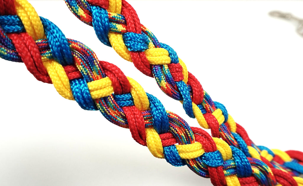 Guinzaglio per amici a 4 zampe taglia medio/grande - giallo, blu e rosso