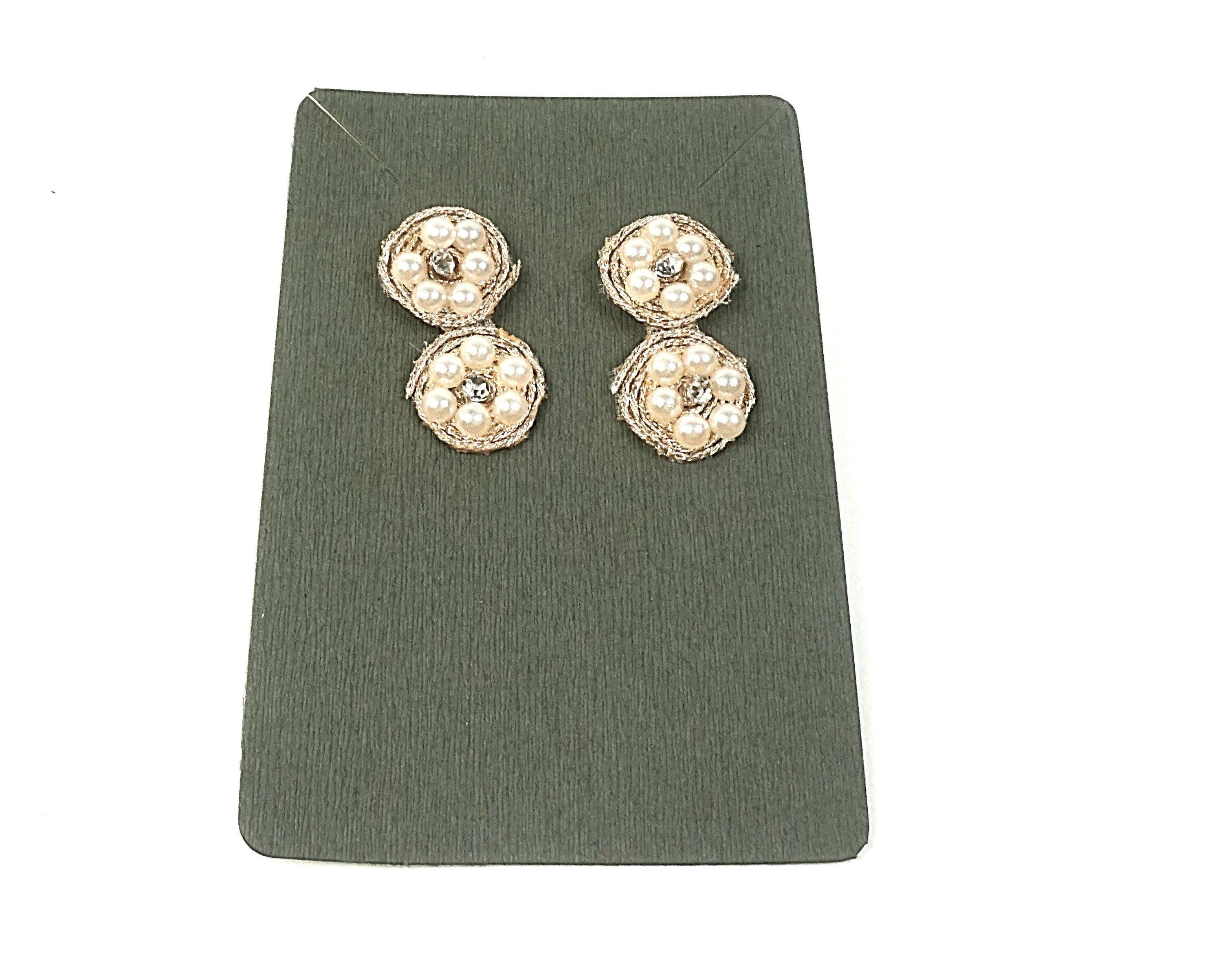 Orecchini DELHI - tondo doppio perline oro chiaro