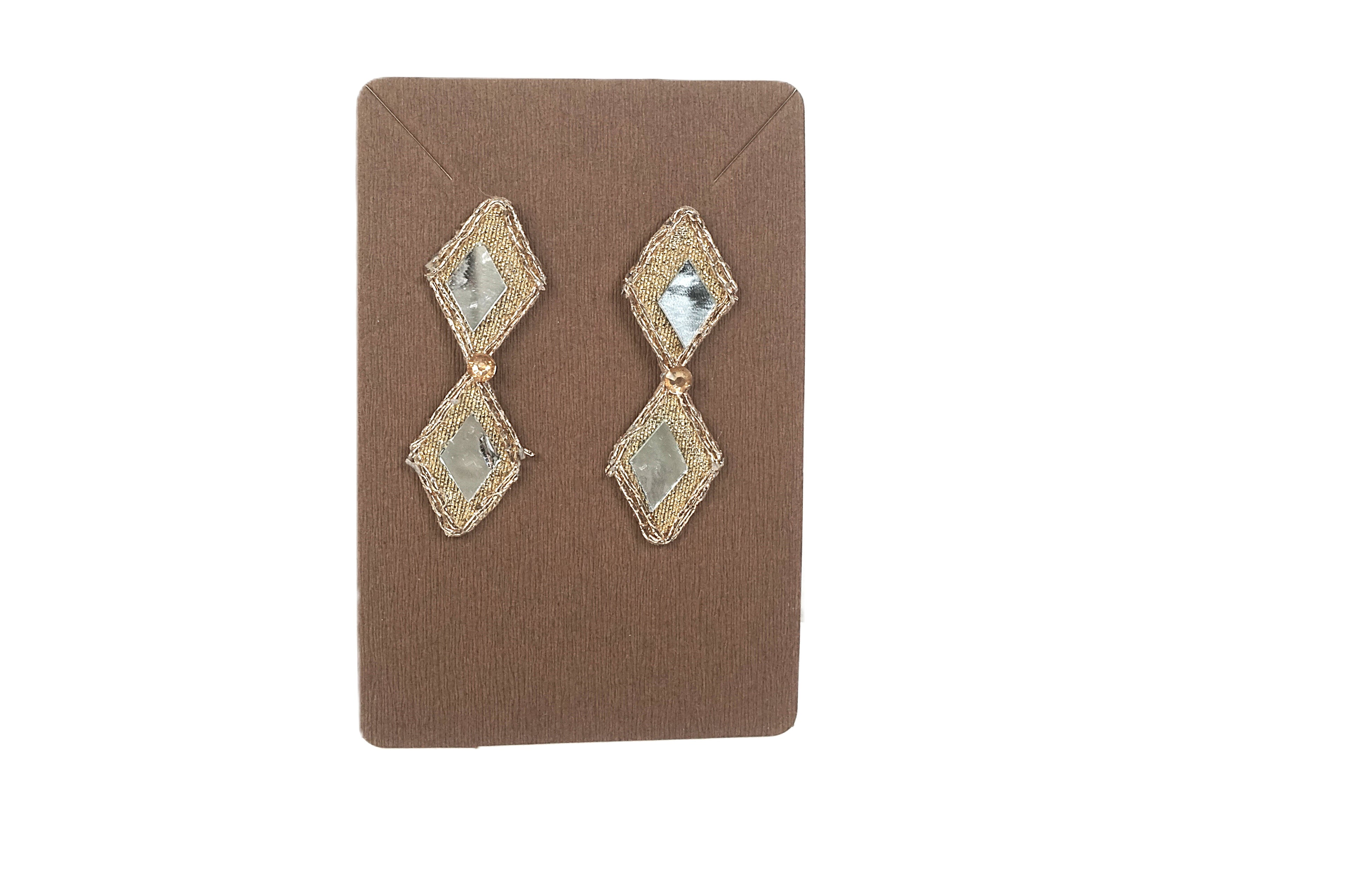 Orecchini DELHI - rombo doppio e strass oro