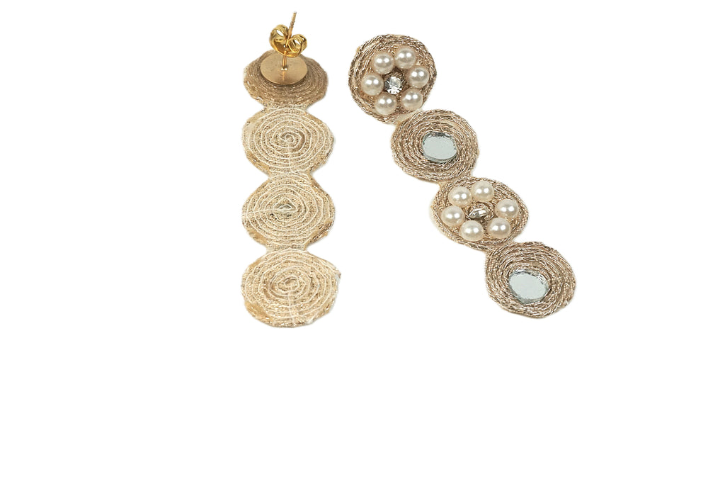 Orecchini DELHI - tondo quadruplo alternato oro chiaro