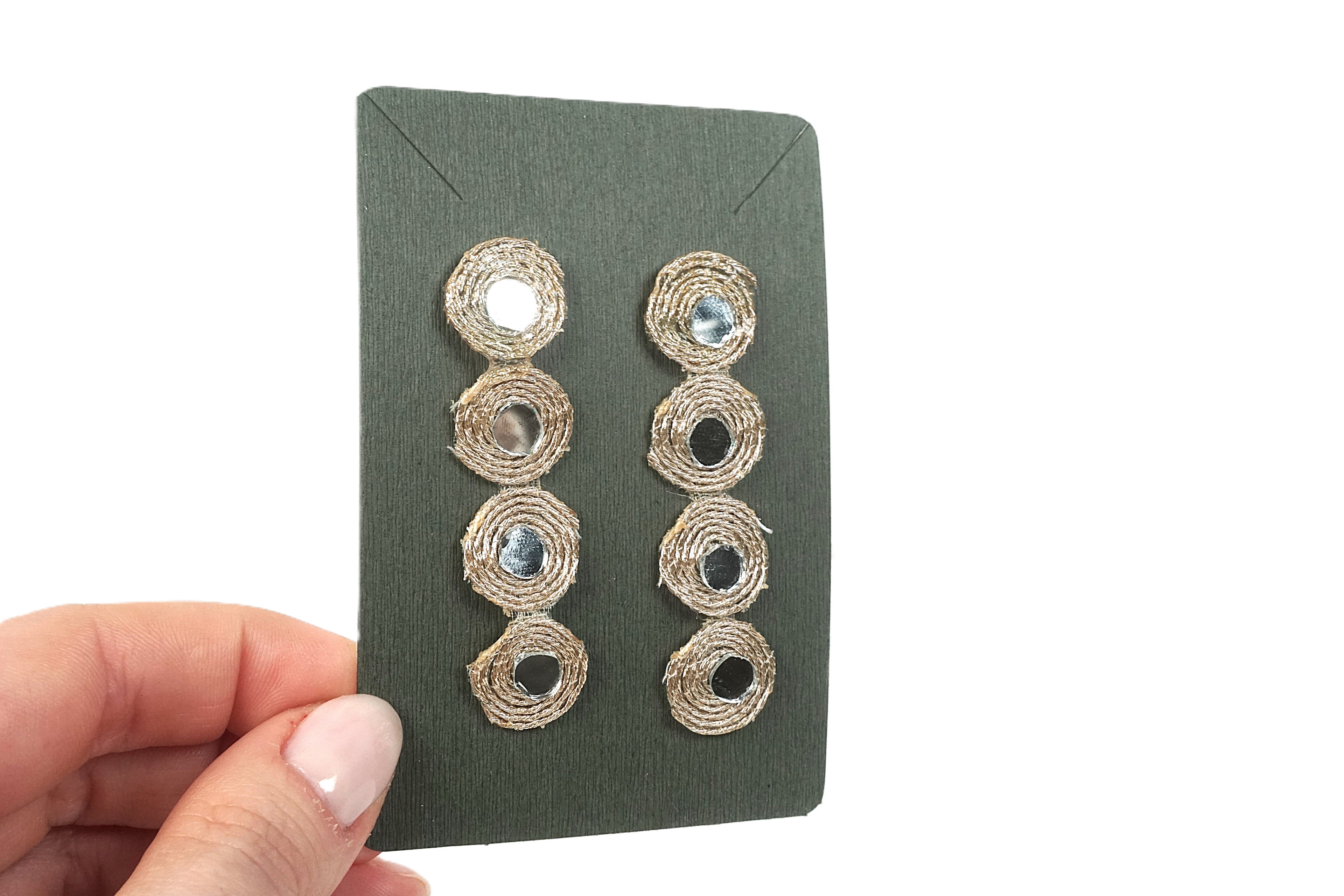 Orecchini DELHI - tondo quadruplo specchietti oro chiaro