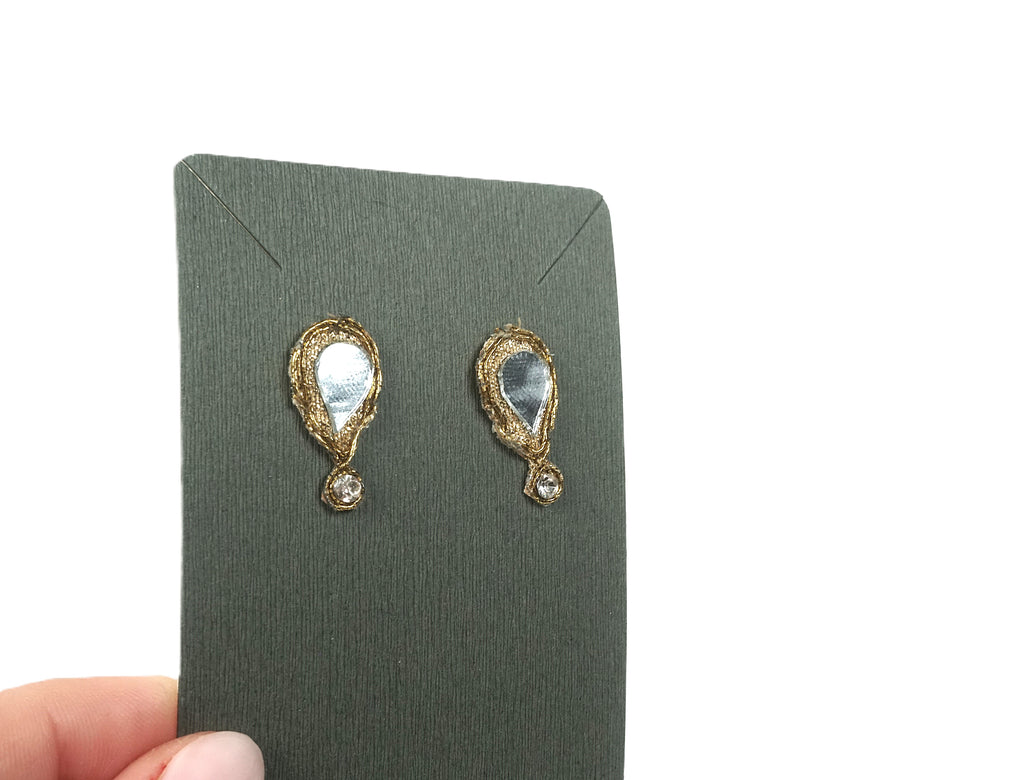 Orecchini indiani - goccia e strass oro