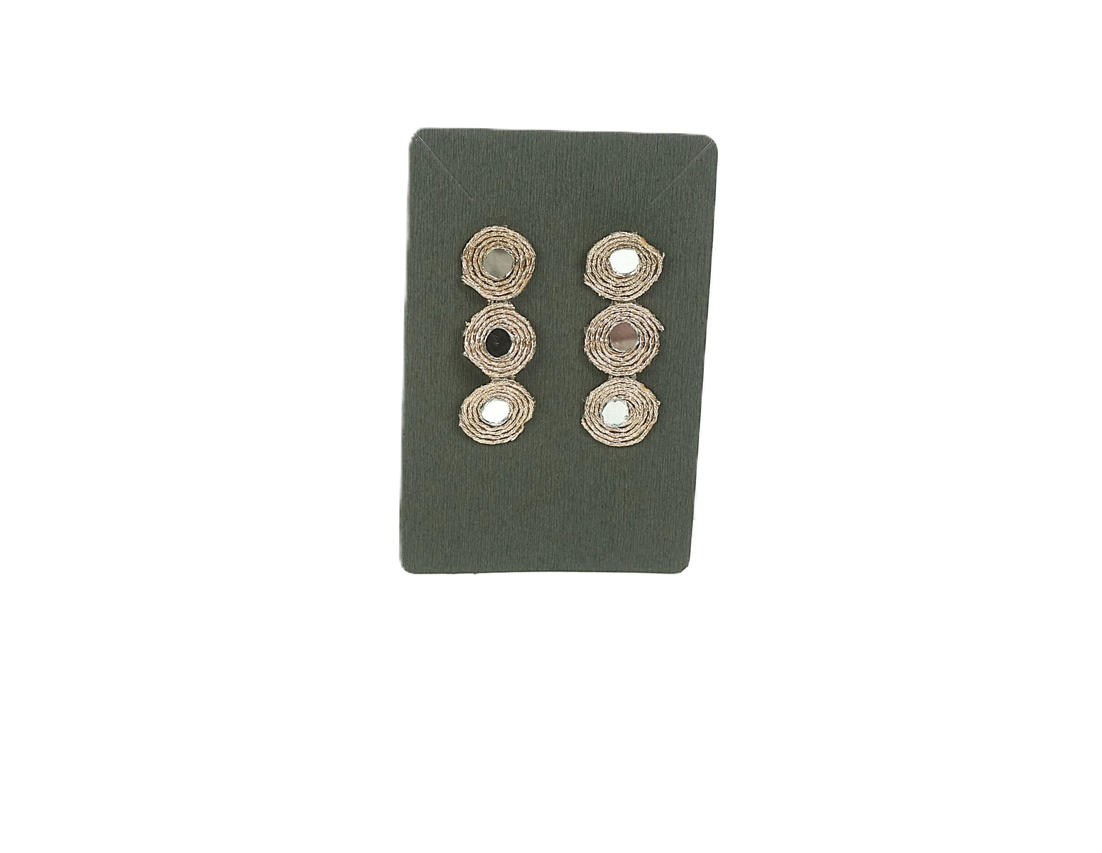 Orecchini DELHI - tondo triplo specchietti oro chiaro