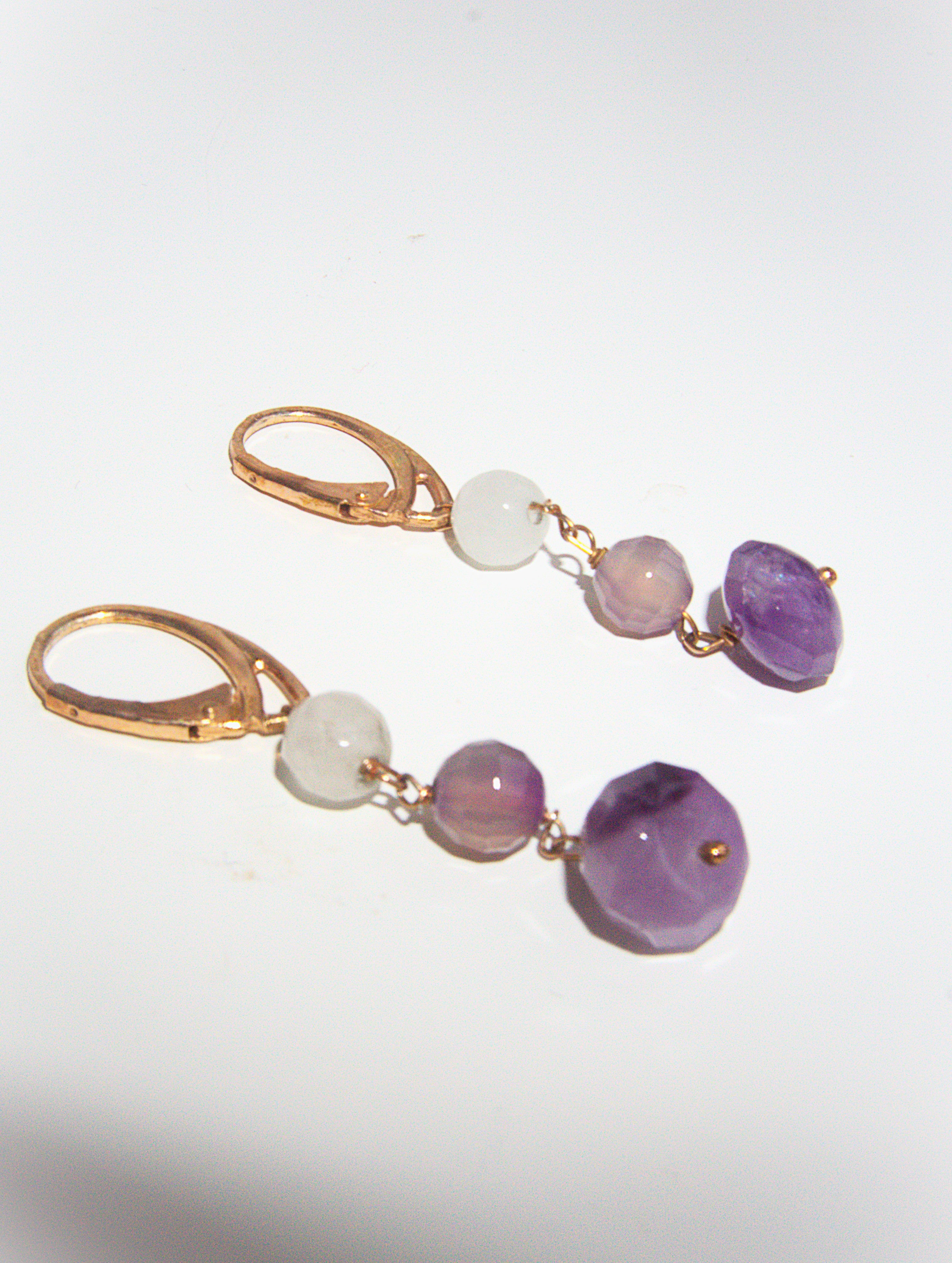 Orecchini rosario - kunzite e granito