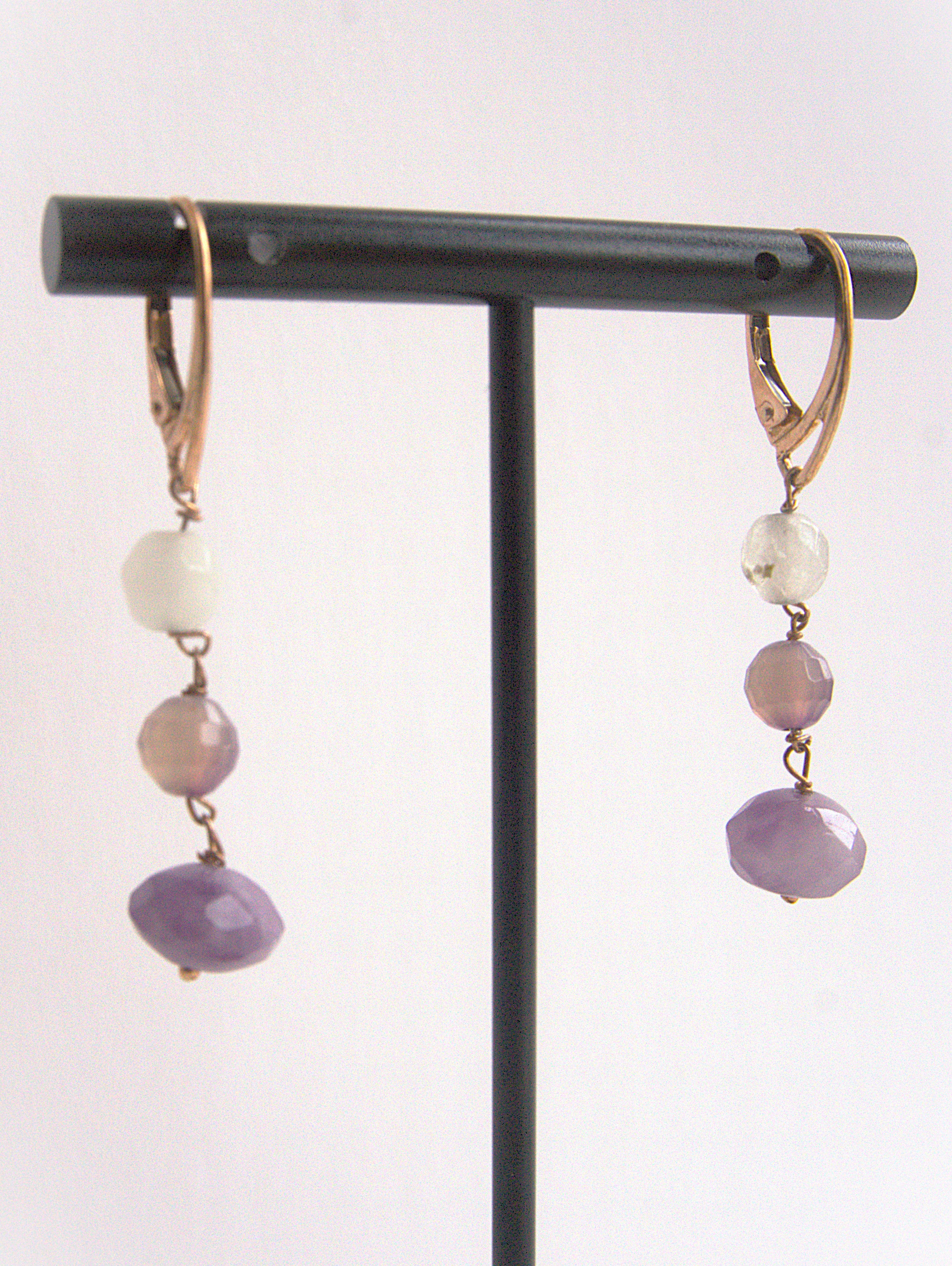 Orecchini rosario - kunzite e granito