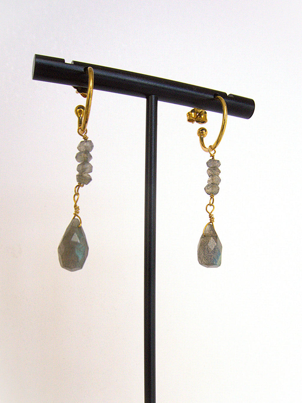 Orecchini cerchietto e due pietre - labradorite