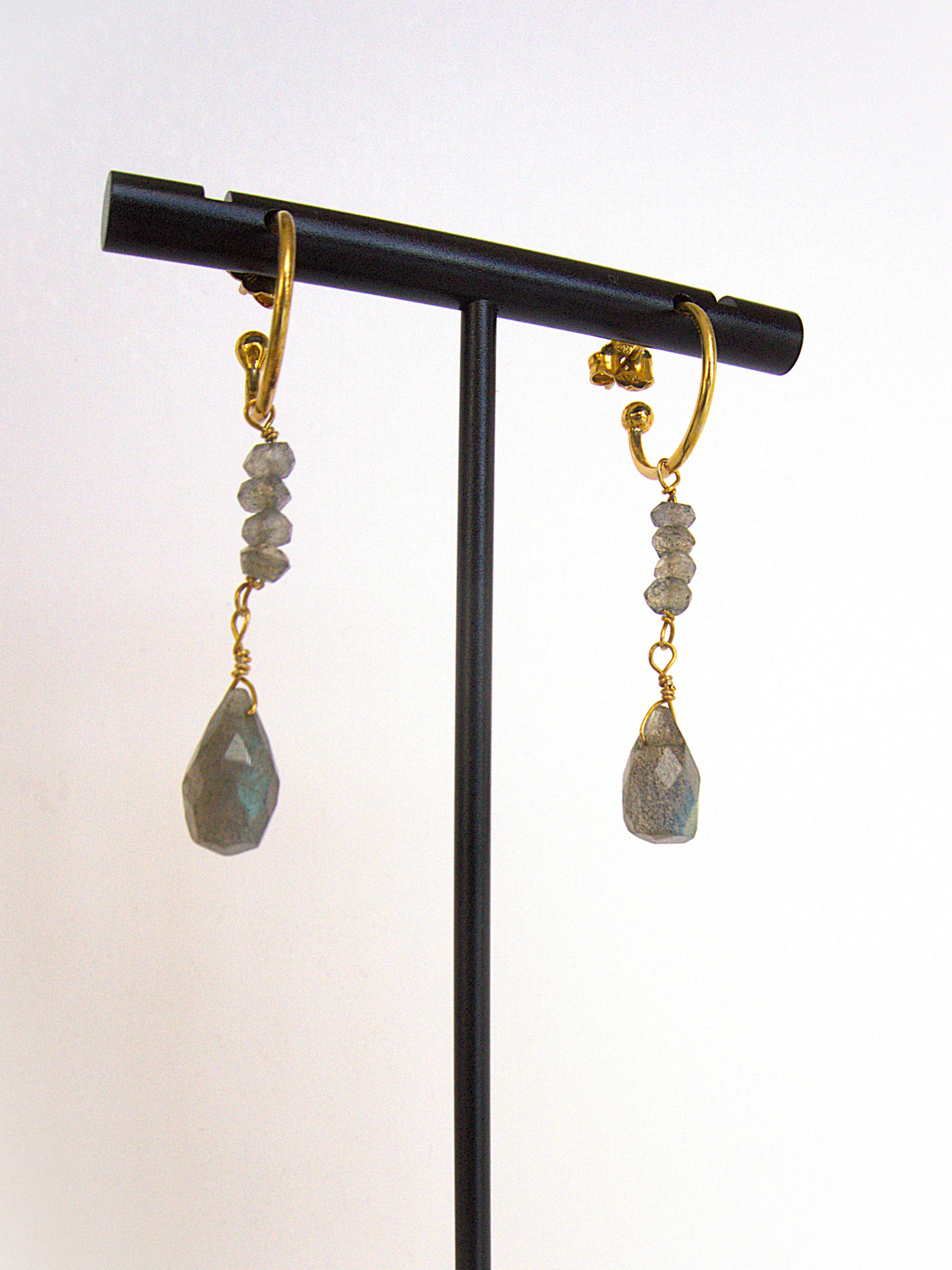 Orecchini cerchietto e due pietre - labradorite