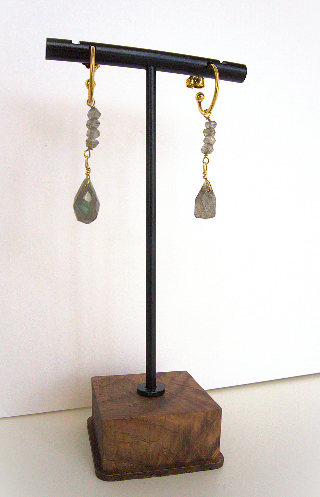 Orecchini cerchietto e due pietre - labradorite