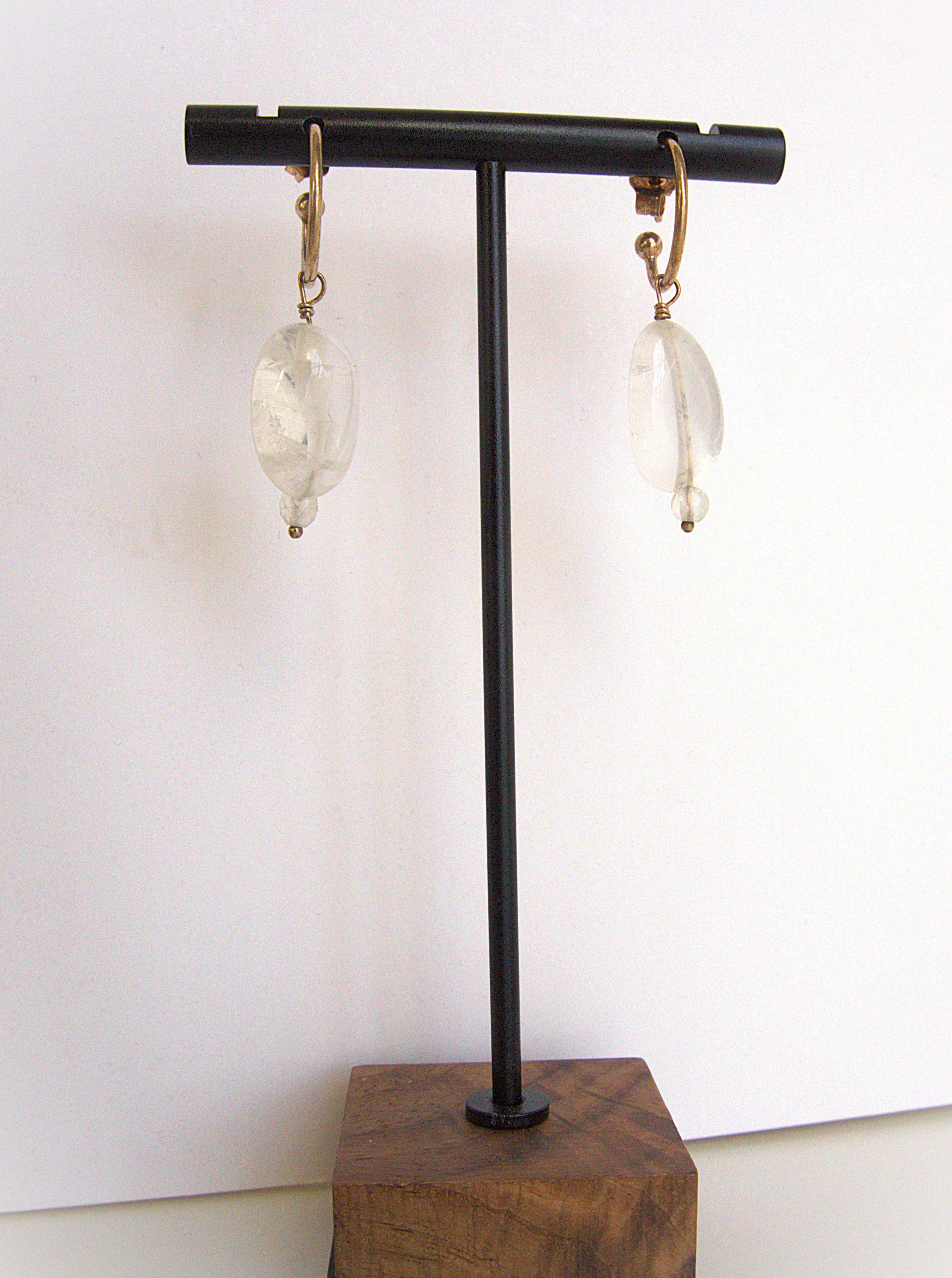 Orecchini cerchietto e due pietre - cristallo di rocca