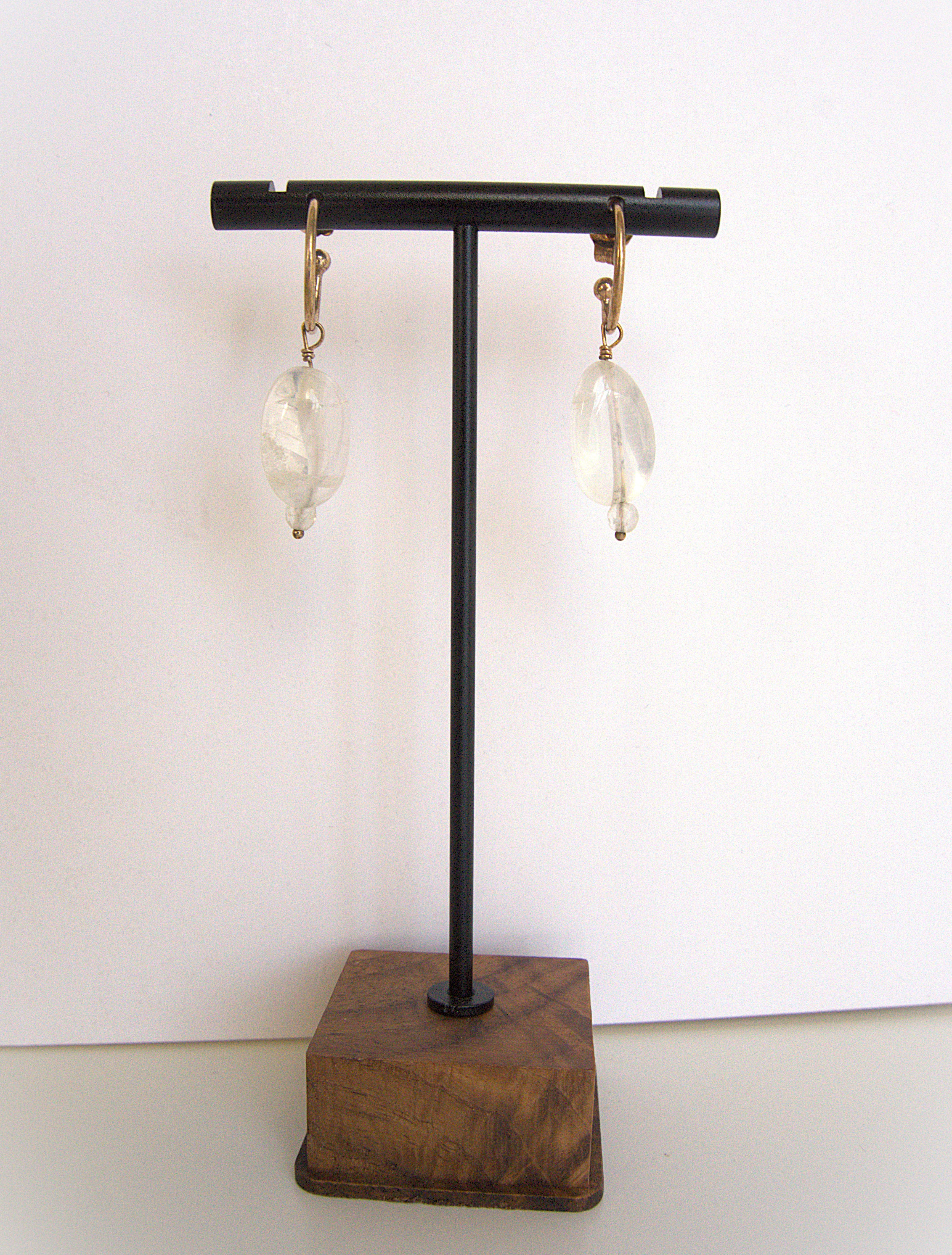 Orecchini cerchietto e due pietre - cristallo di rocca