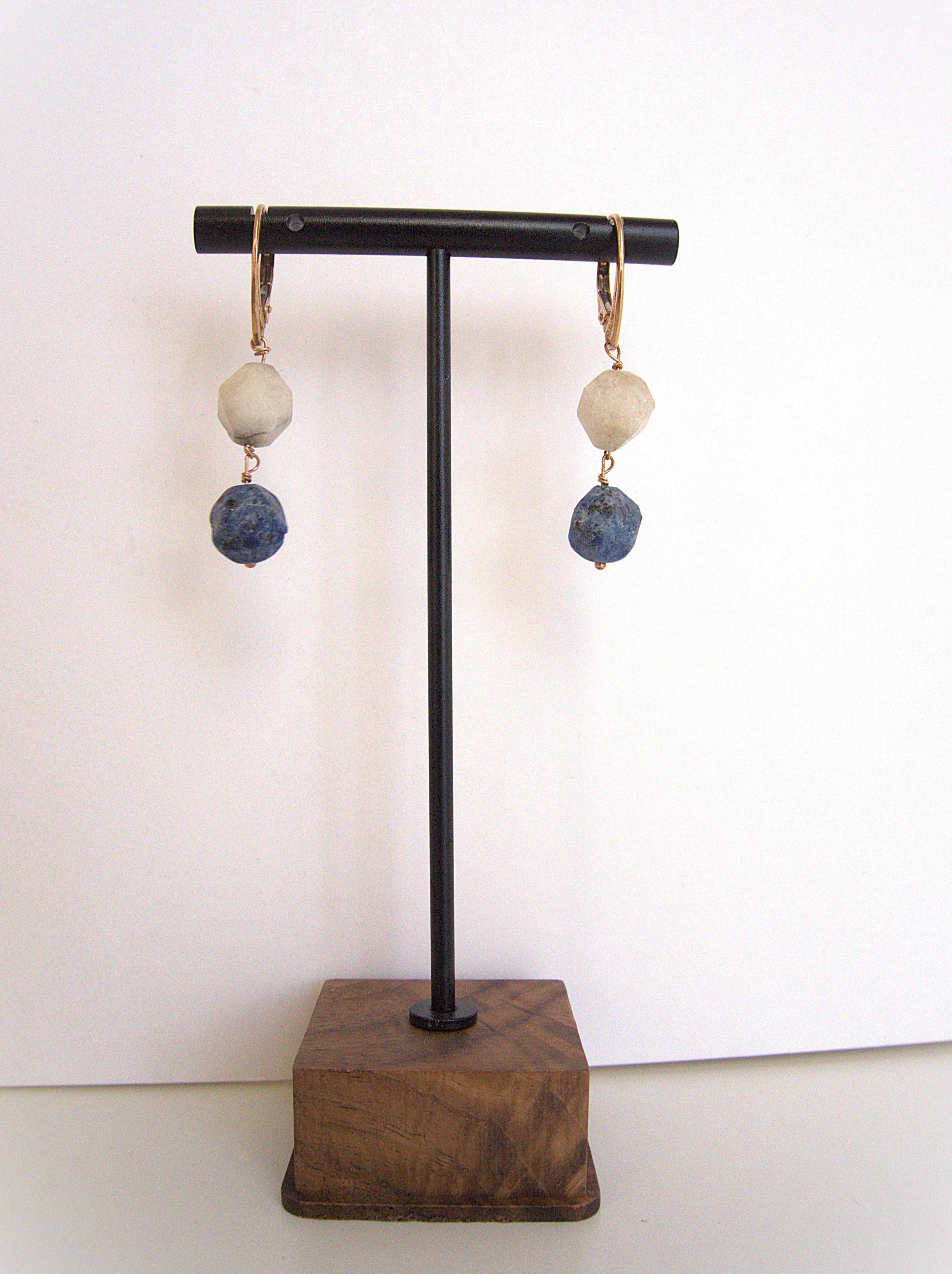 Orecchini rosario - granito e lapislazzuli