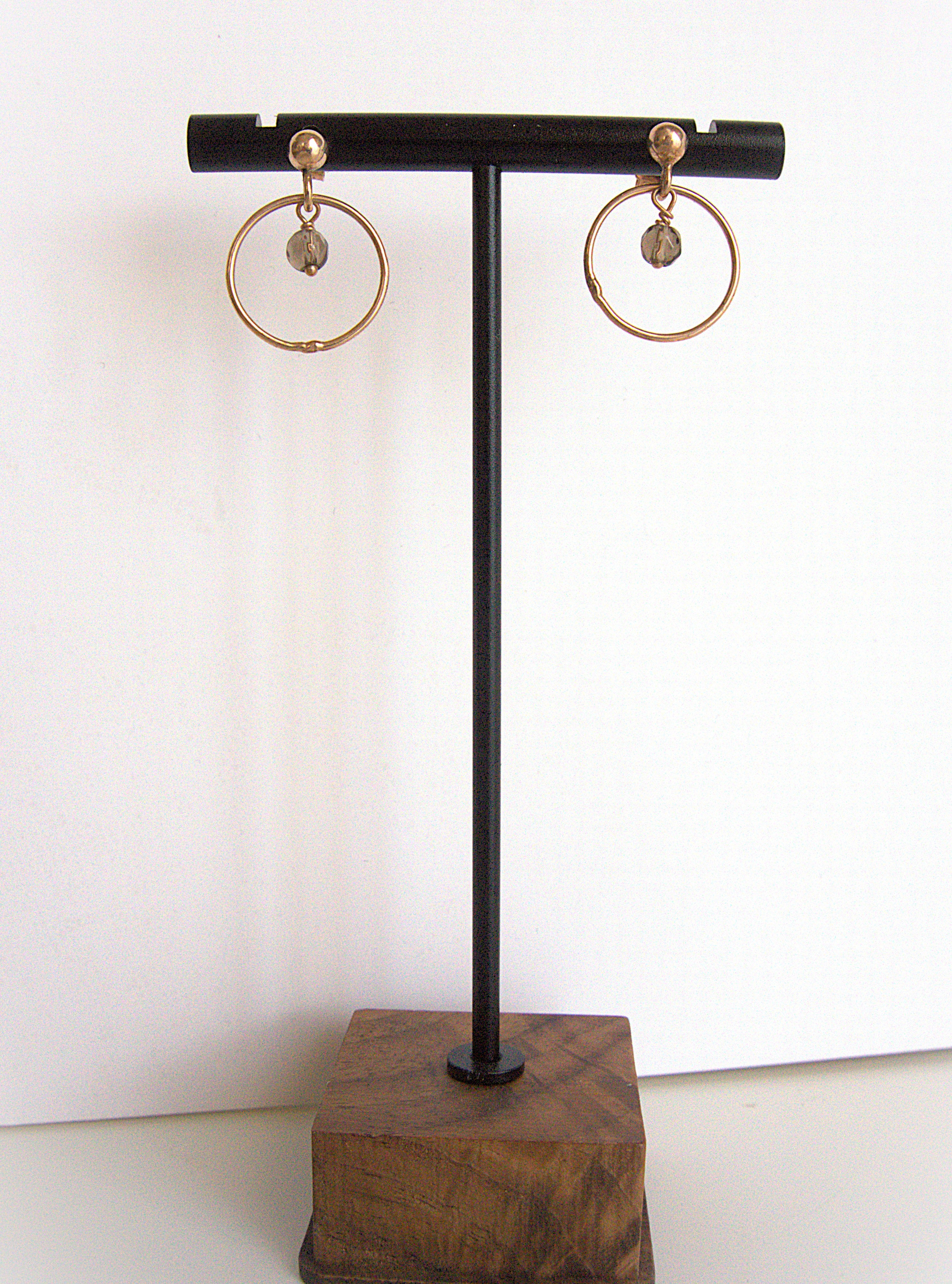 Orecchini a lobo - cerchio e quarzo fumè