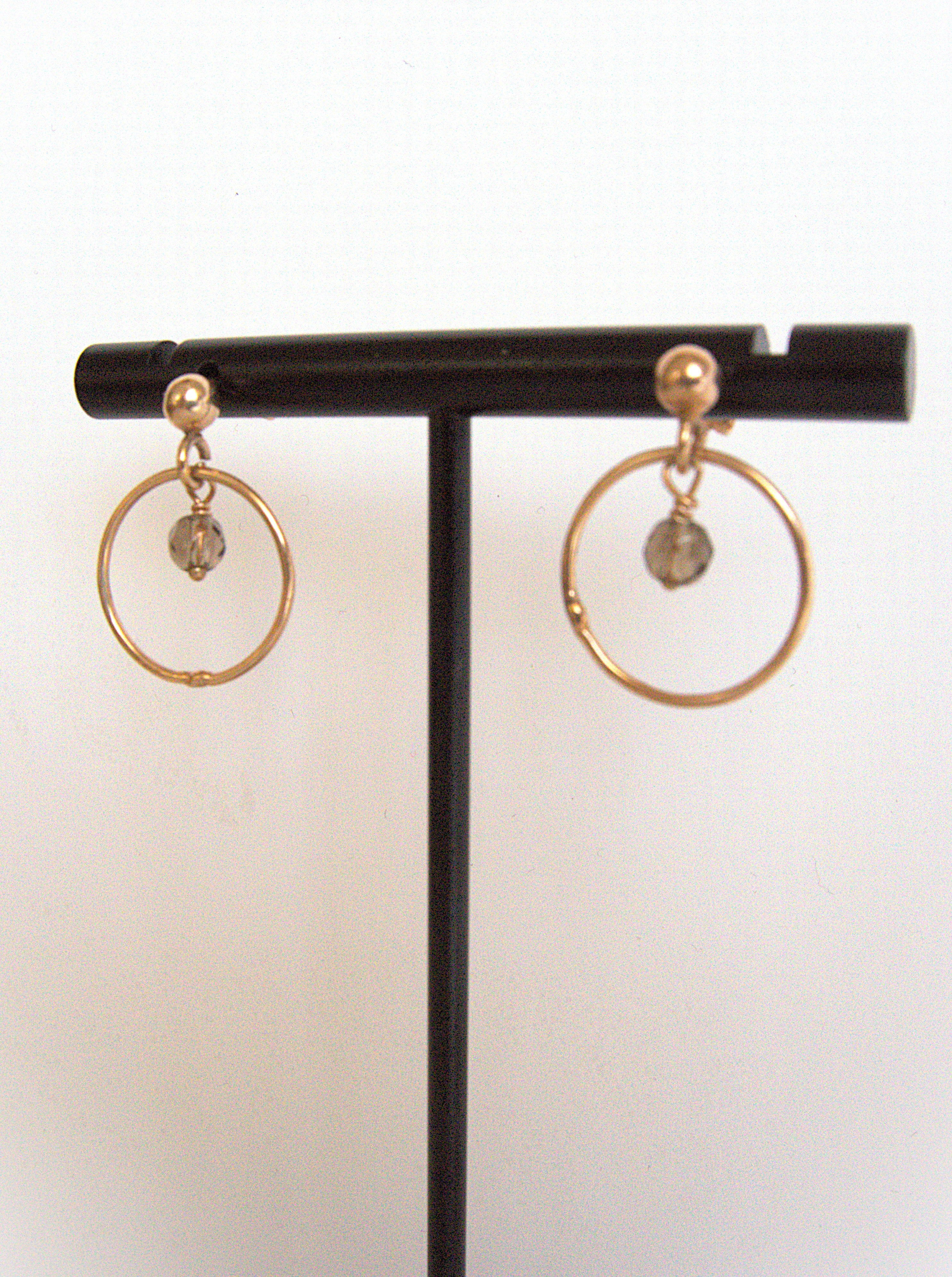 Orecchini a lobo - cerchio e quarzo fumè