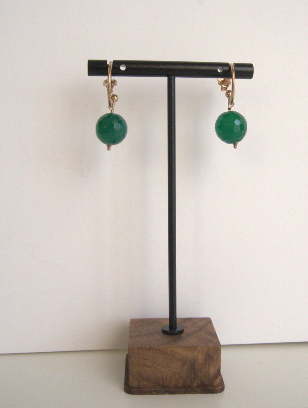 Orecchini cerchietto una pietra - agata verde