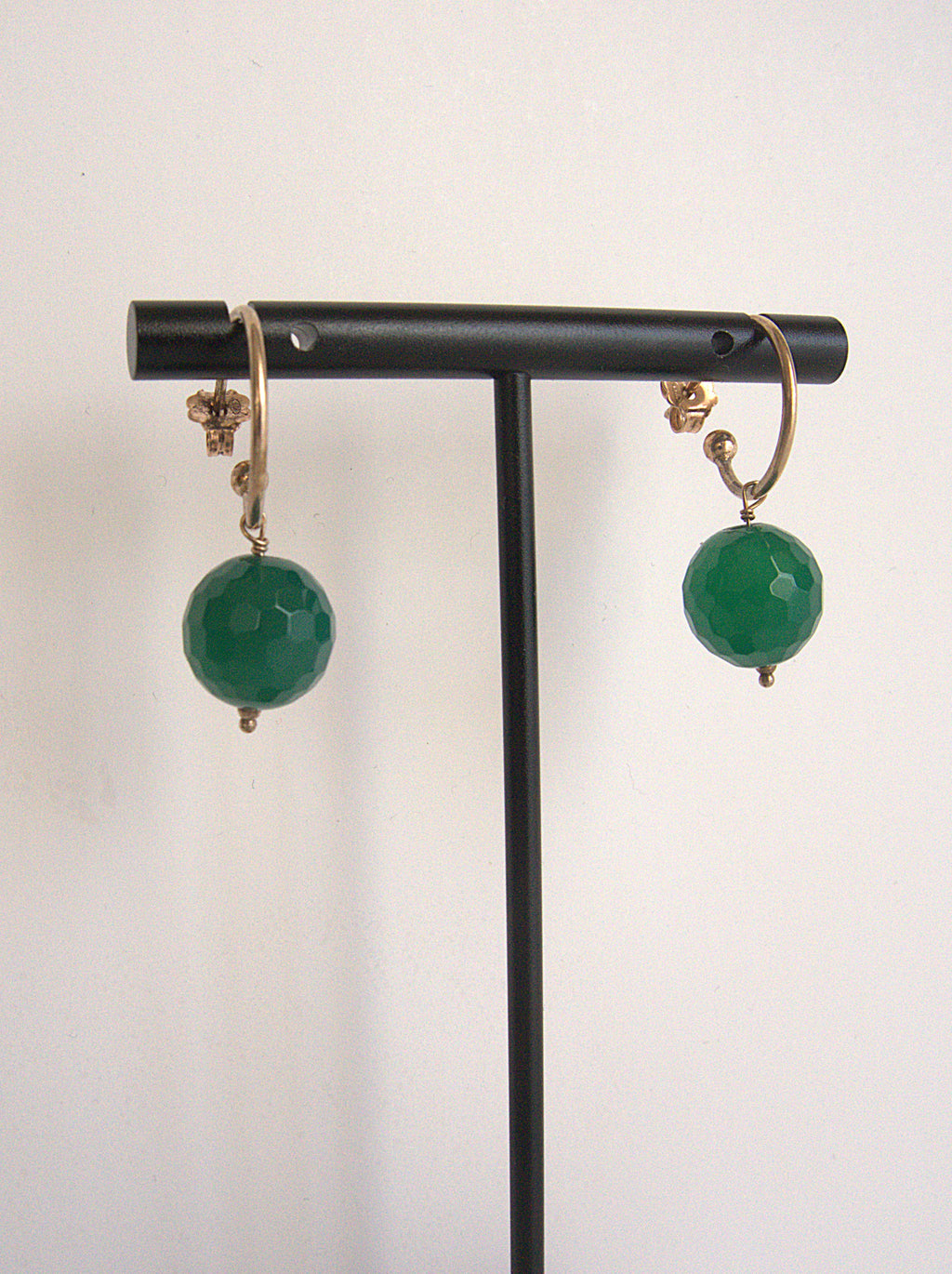 Orecchini cerchietto una pietra - agata verde