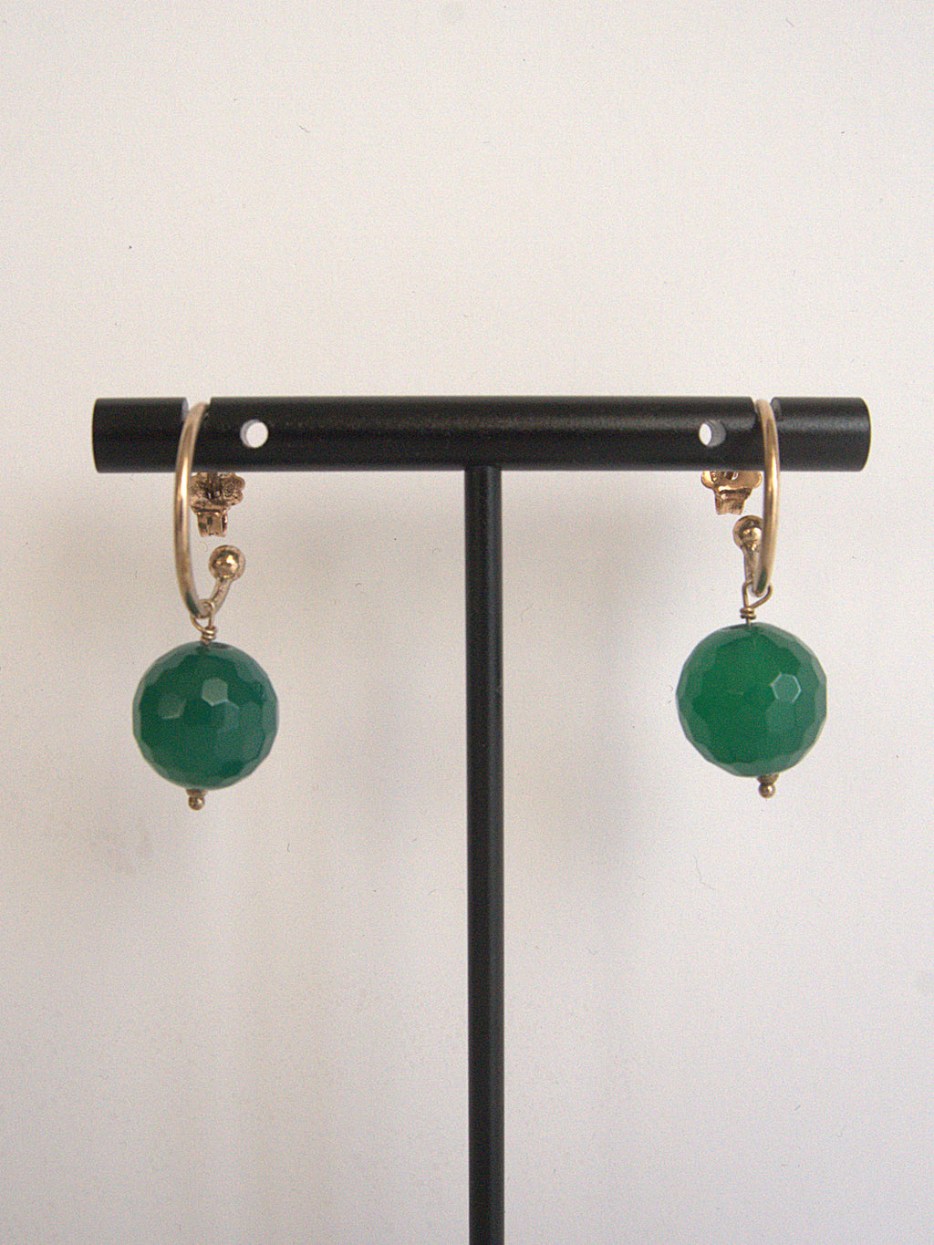 Orecchini cerchietto una pietra - agata verde