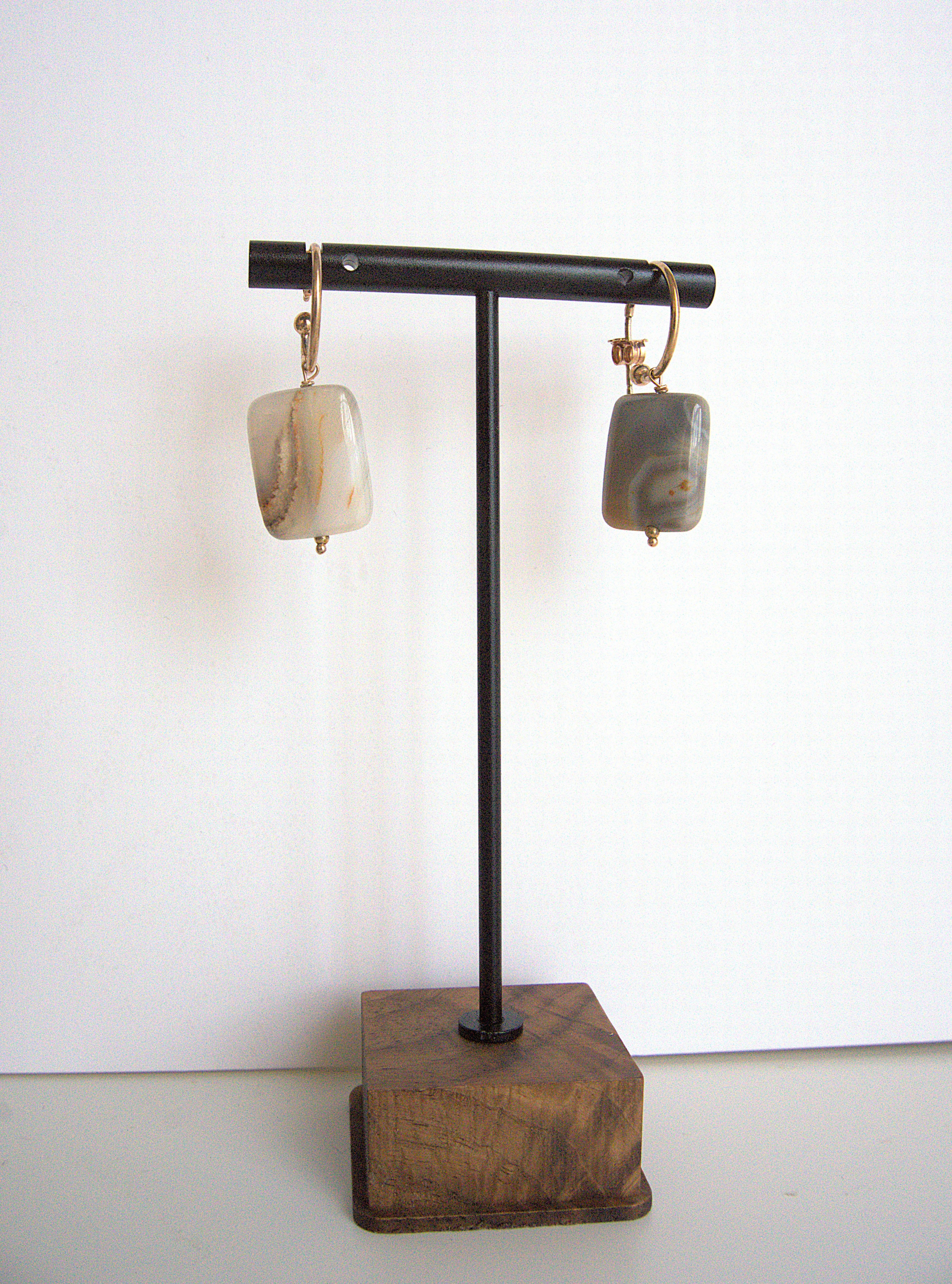 Orecchini cerchietto una pietra - agata Botswana