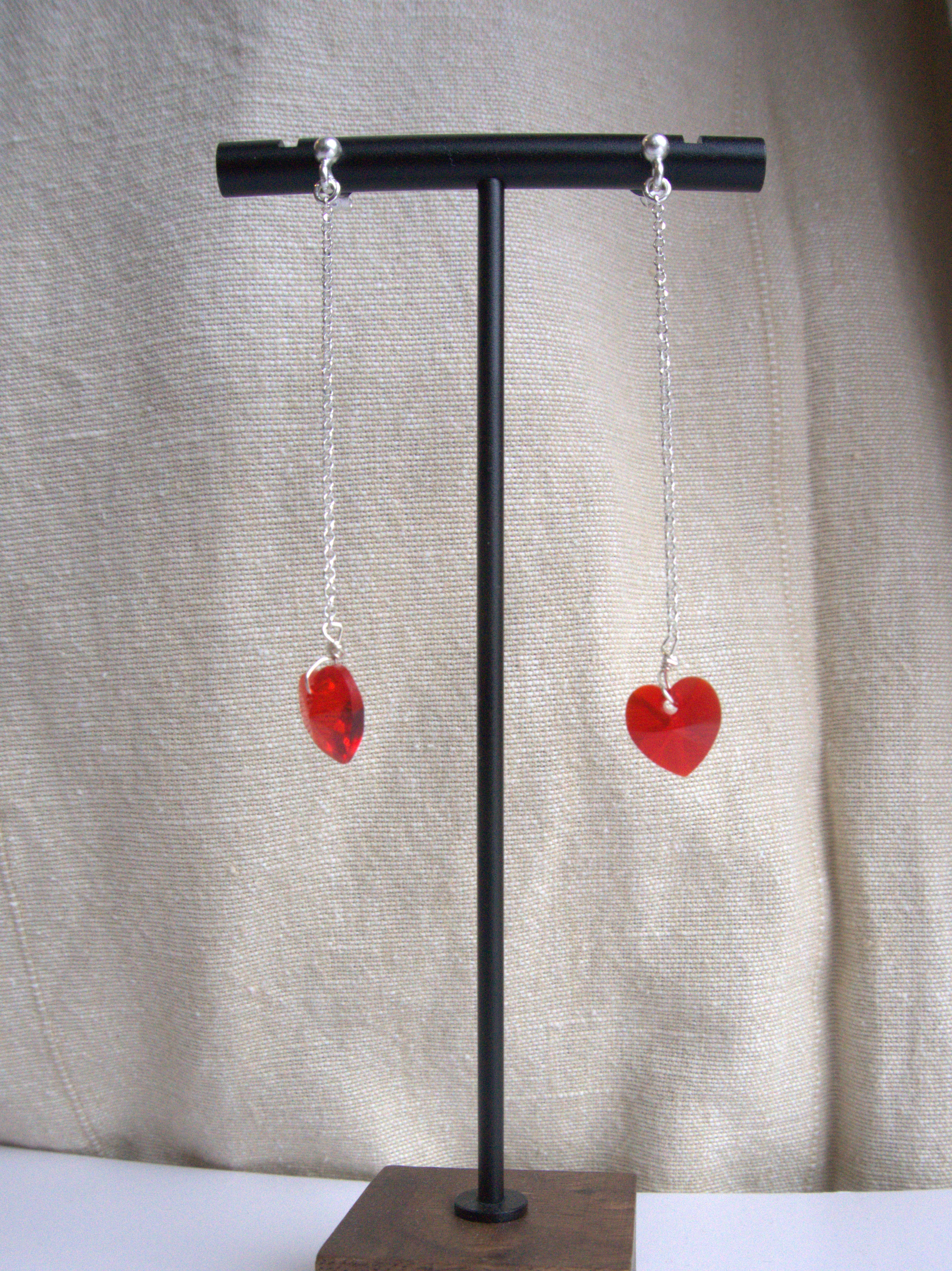 Orecchini cuore di Swarovski Crystal pendente - argento bianco