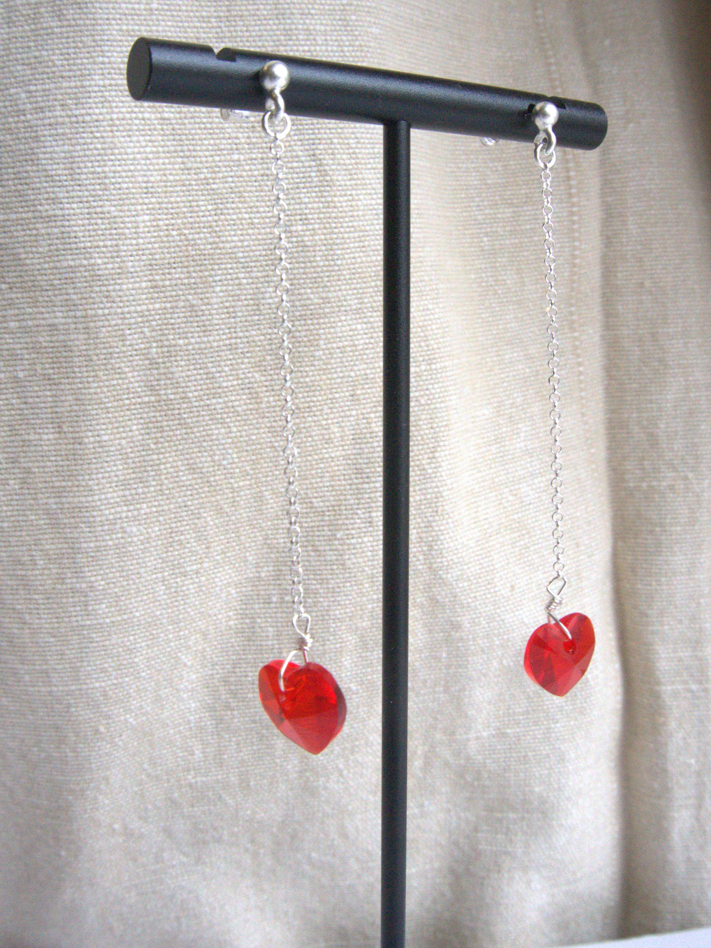 Orecchini cuore di Swarovski Crystal pendente - argento bianco