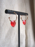 Orecchini cuore di Swarovski Crystal cerchio piccolo - oro rosa
