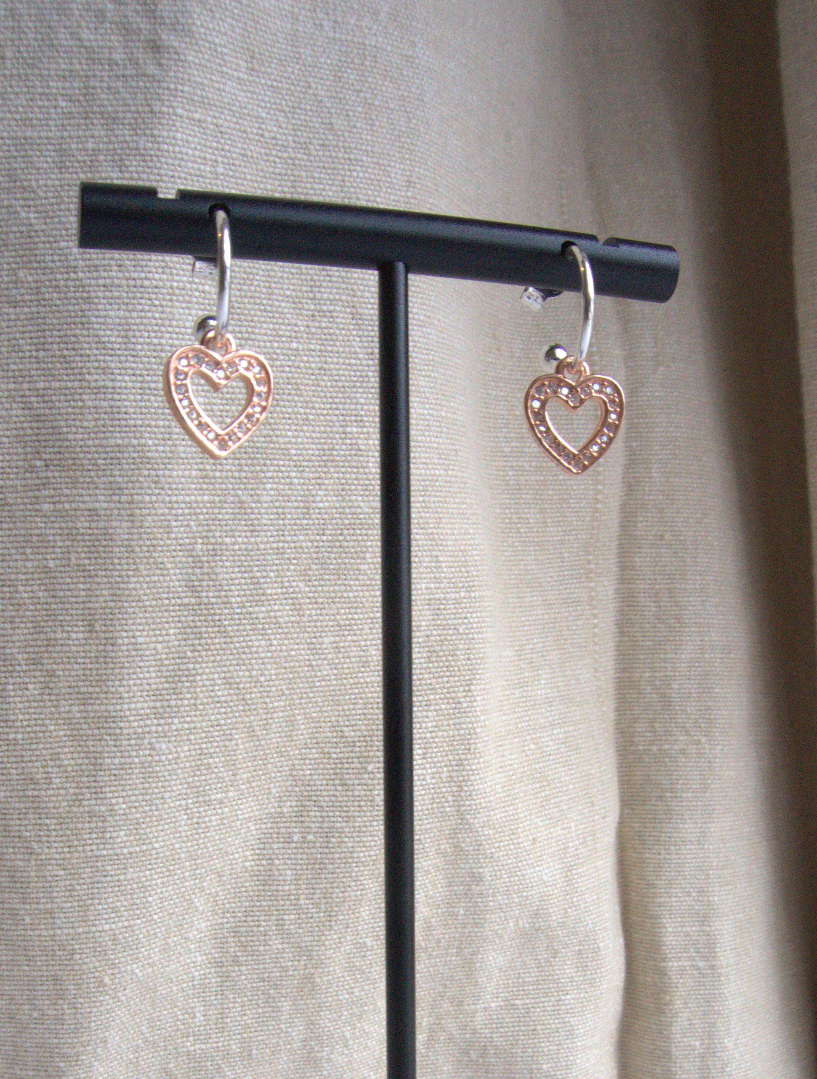 Orecchini cuore di zirconi cerchio piccolo - bicolore