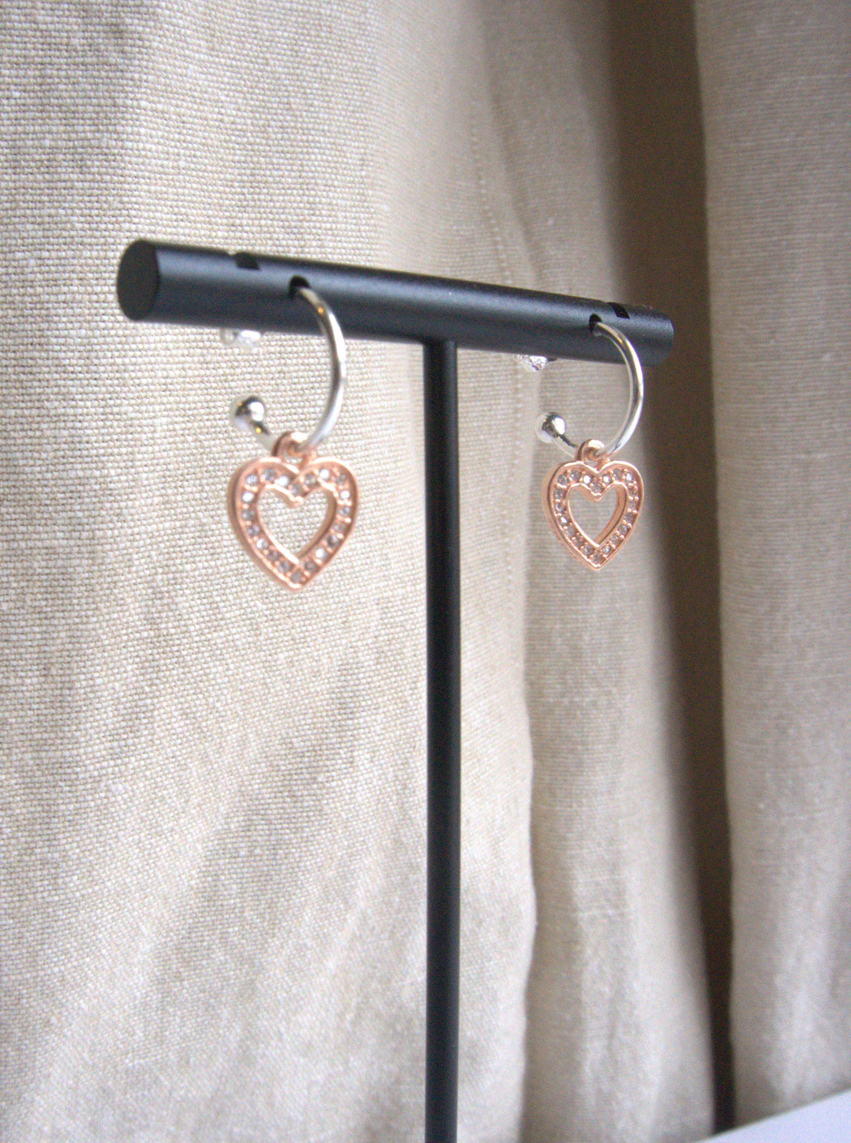 Orecchini cuore di zirconi cerchio piccolo - bicolore