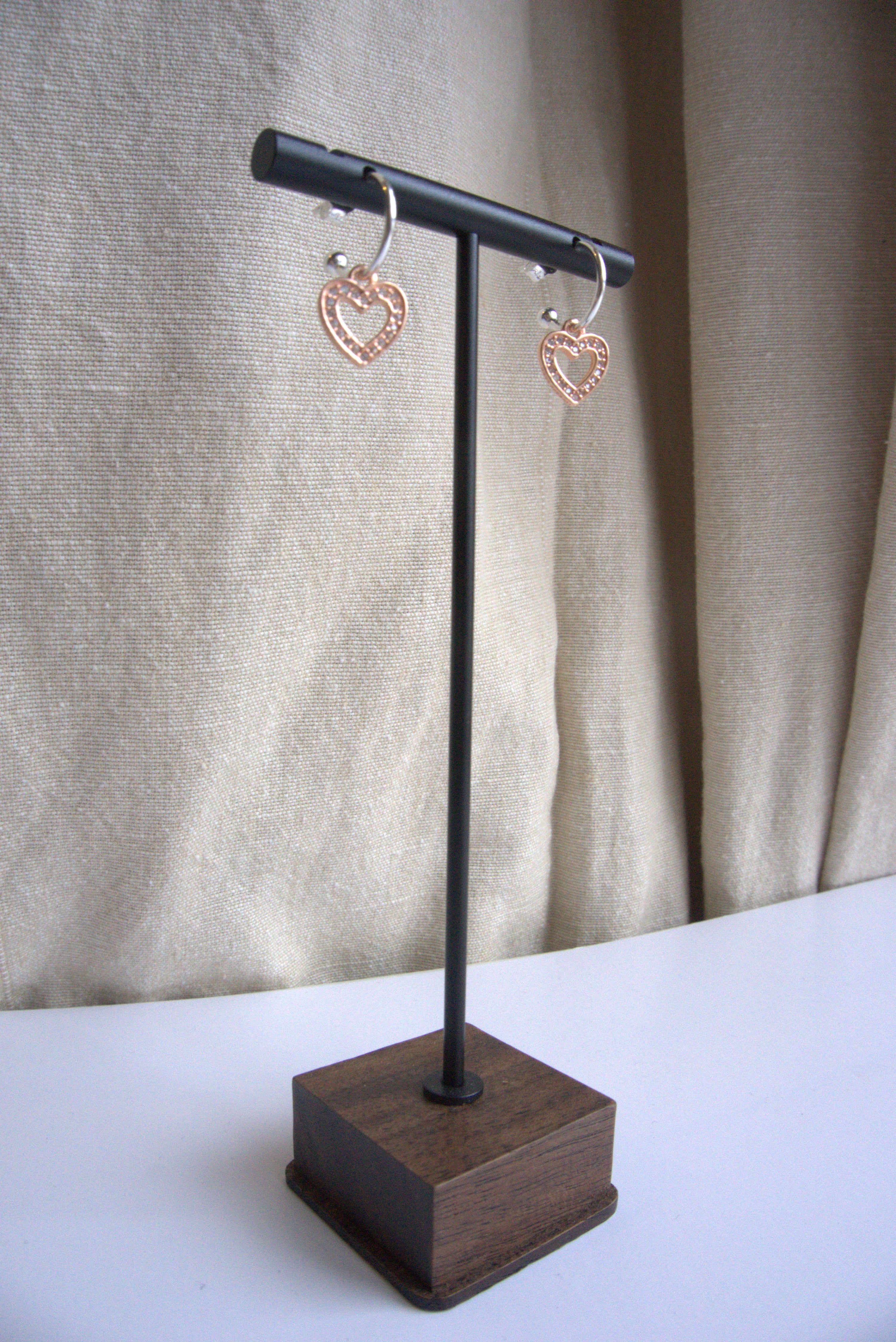 Orecchini cuore di zirconi cerchio piccolo - bicolore