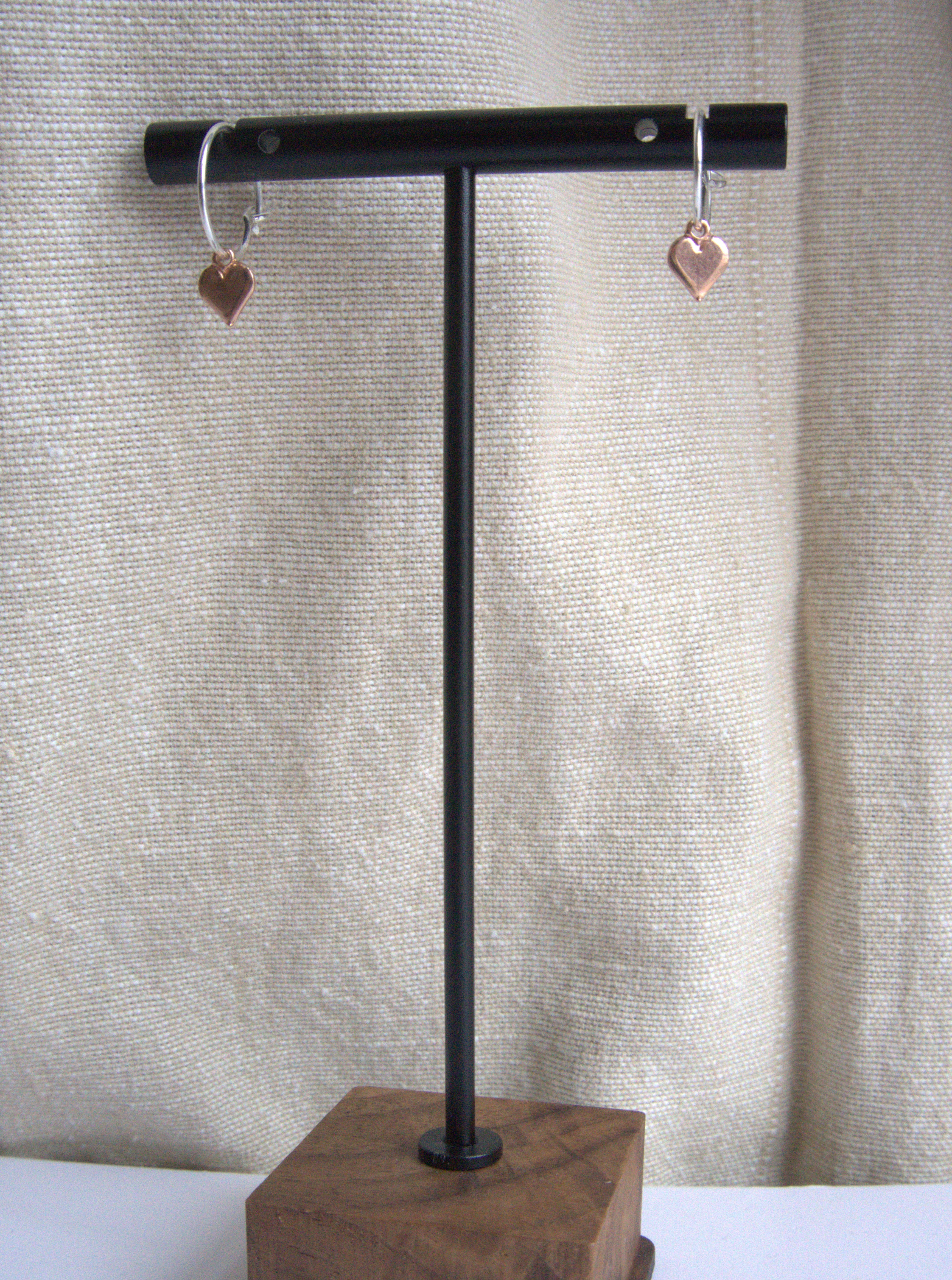 Orecchini cerchio micro con mini cuore - bicolore