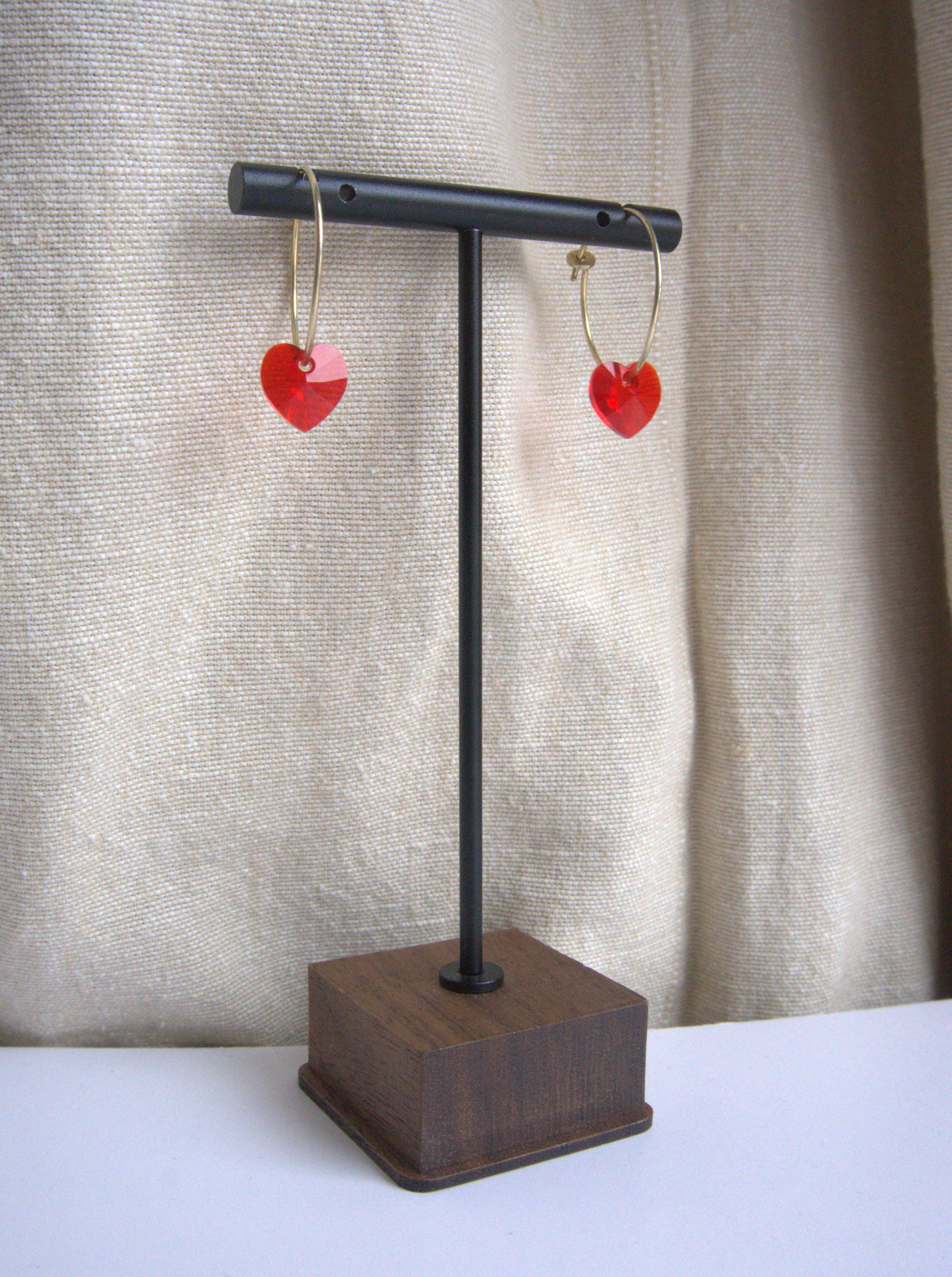 Orecchini cuore di Swarovski Crystal cerchio grande - oro giallo